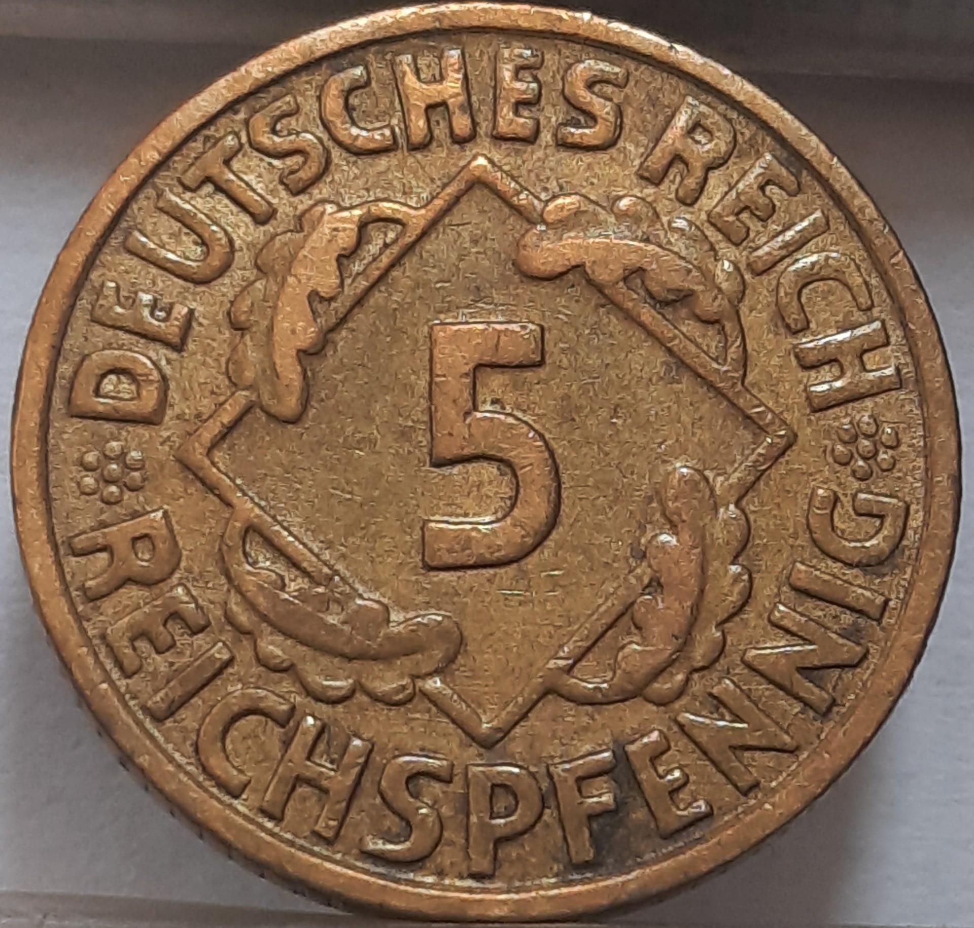 Vokietija 5 Reichspfenigai 1925 G KM#39 (3797)