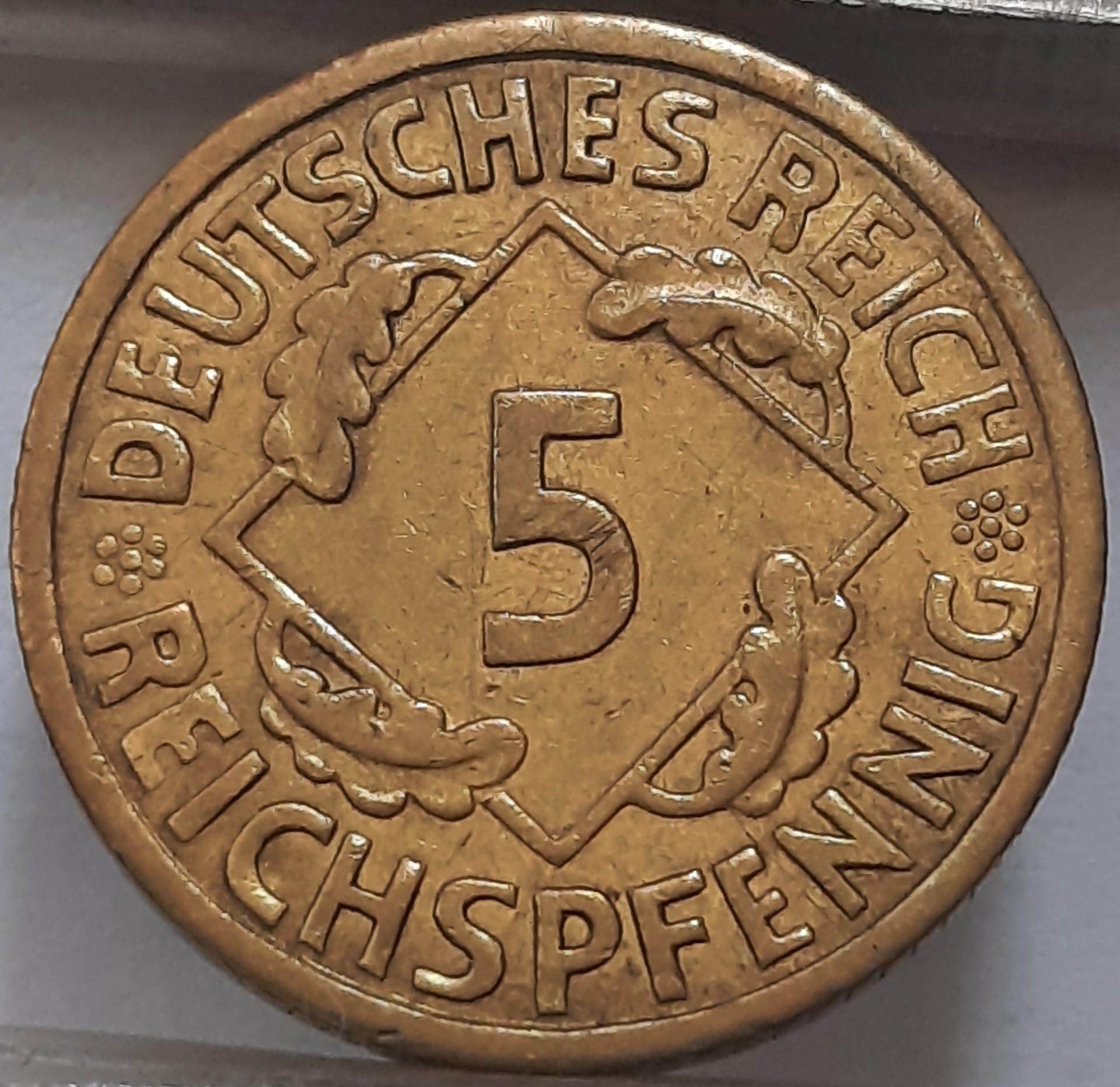 Vokietija 5 Reichspfenigai 1925 A KM#39 (3803)