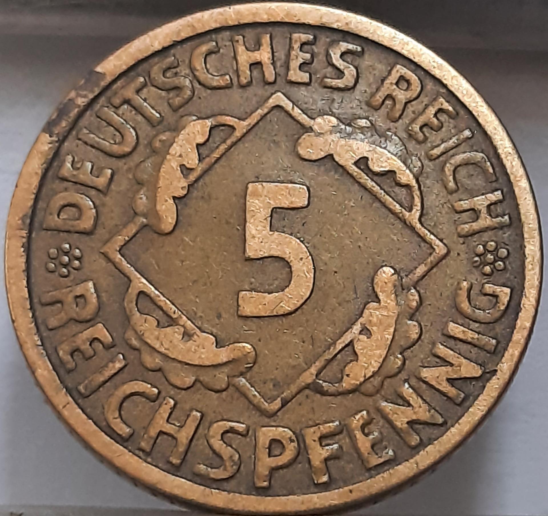 Vokietija 5 Reichspfenigai 1925 F KM#39 (3807)