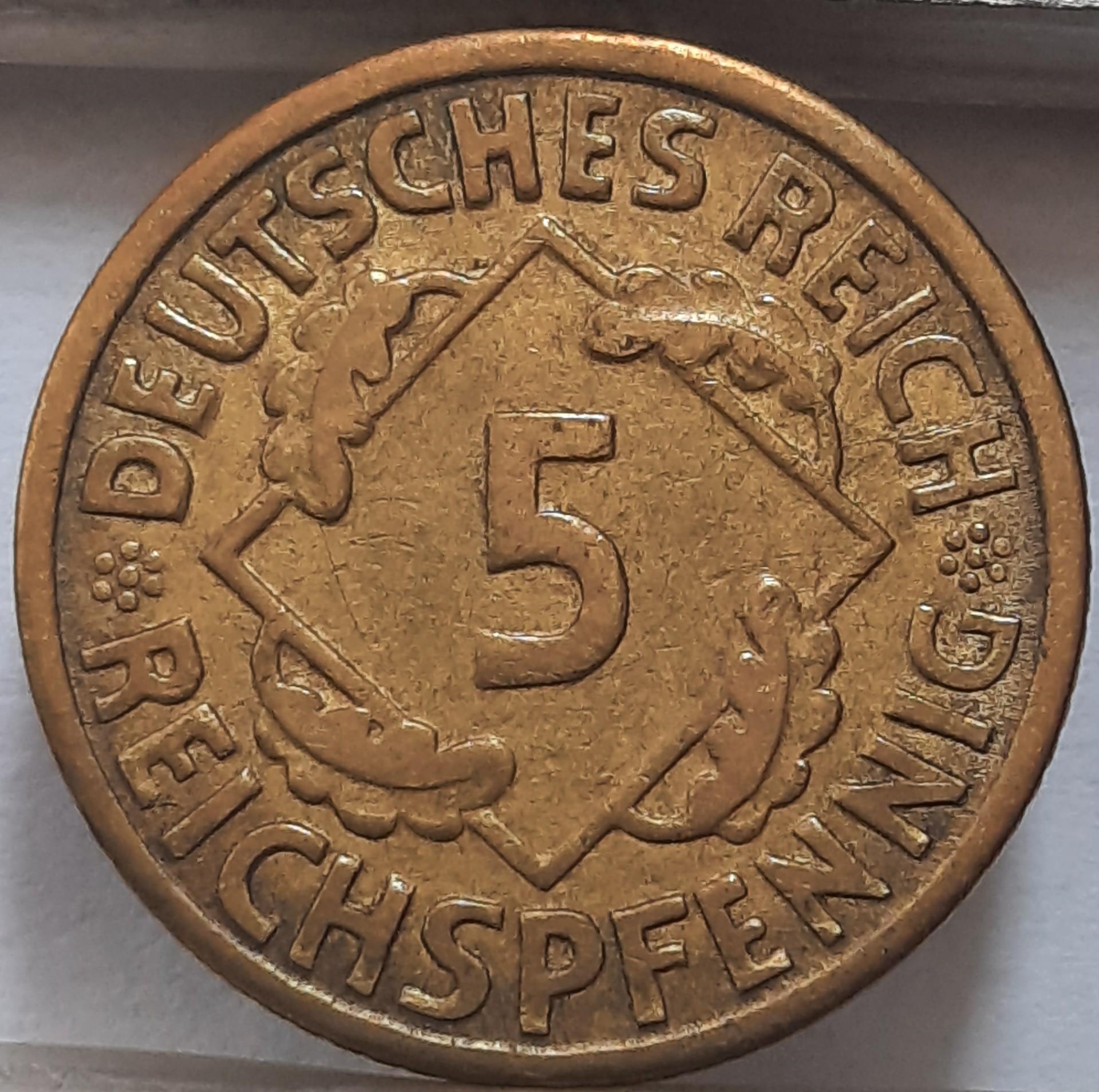 Vokietija 5 Reichspfenigai 1924 E KM#39 (3799)