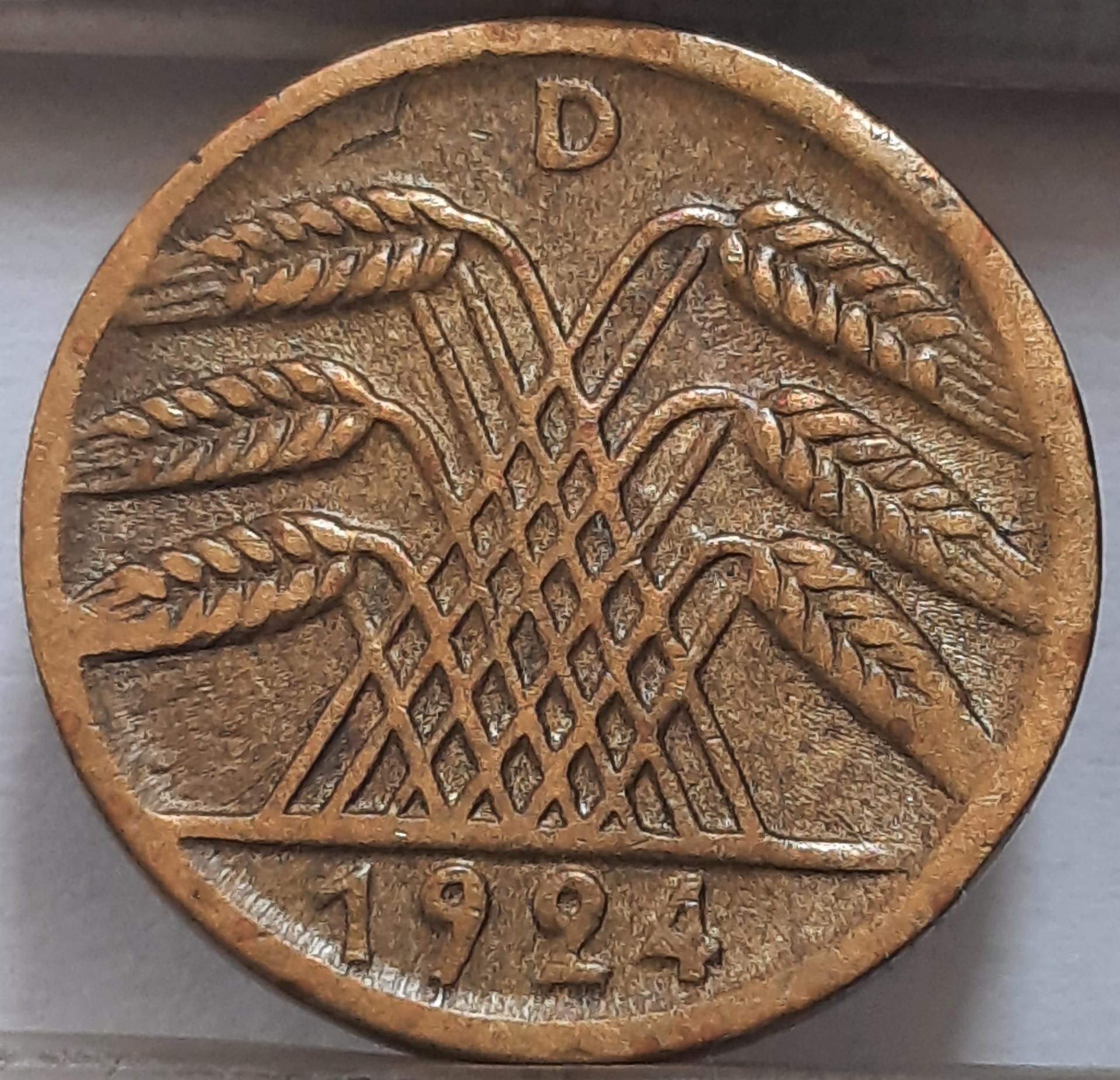 Vokietija 5 Reichspfenigai 1924 D KM#39 (3800)