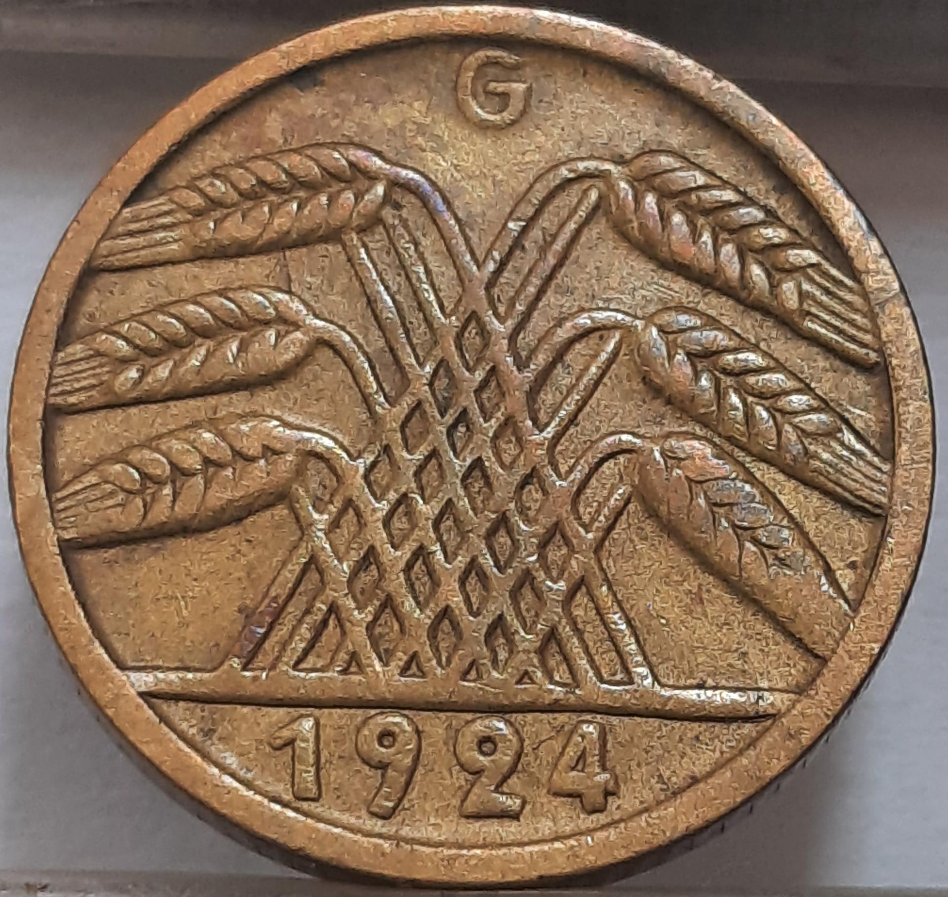 Vokietija 5 Reichspfenigai 1924 G KM#39 (3802)