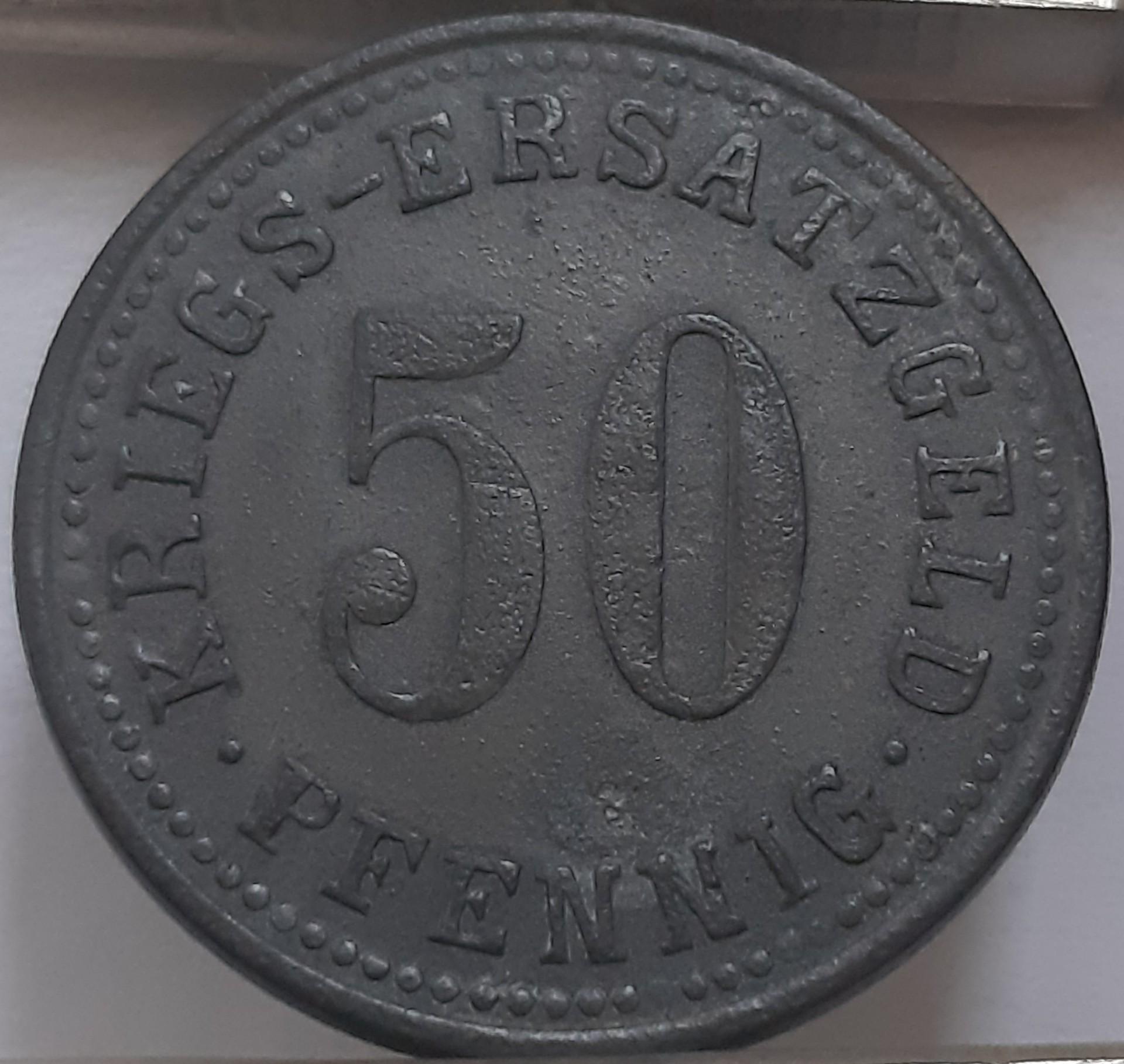 Vokietija 50 Pfenigų 1917 N#50431 Cinkas (3808)