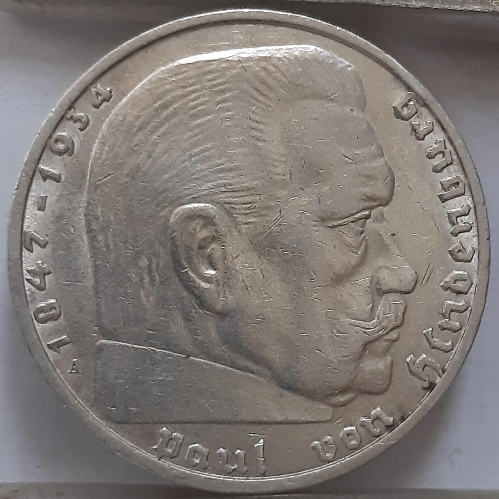 Trečiasis Reichas 2 Reichsmarkės 1938 A KM#93 (3809)