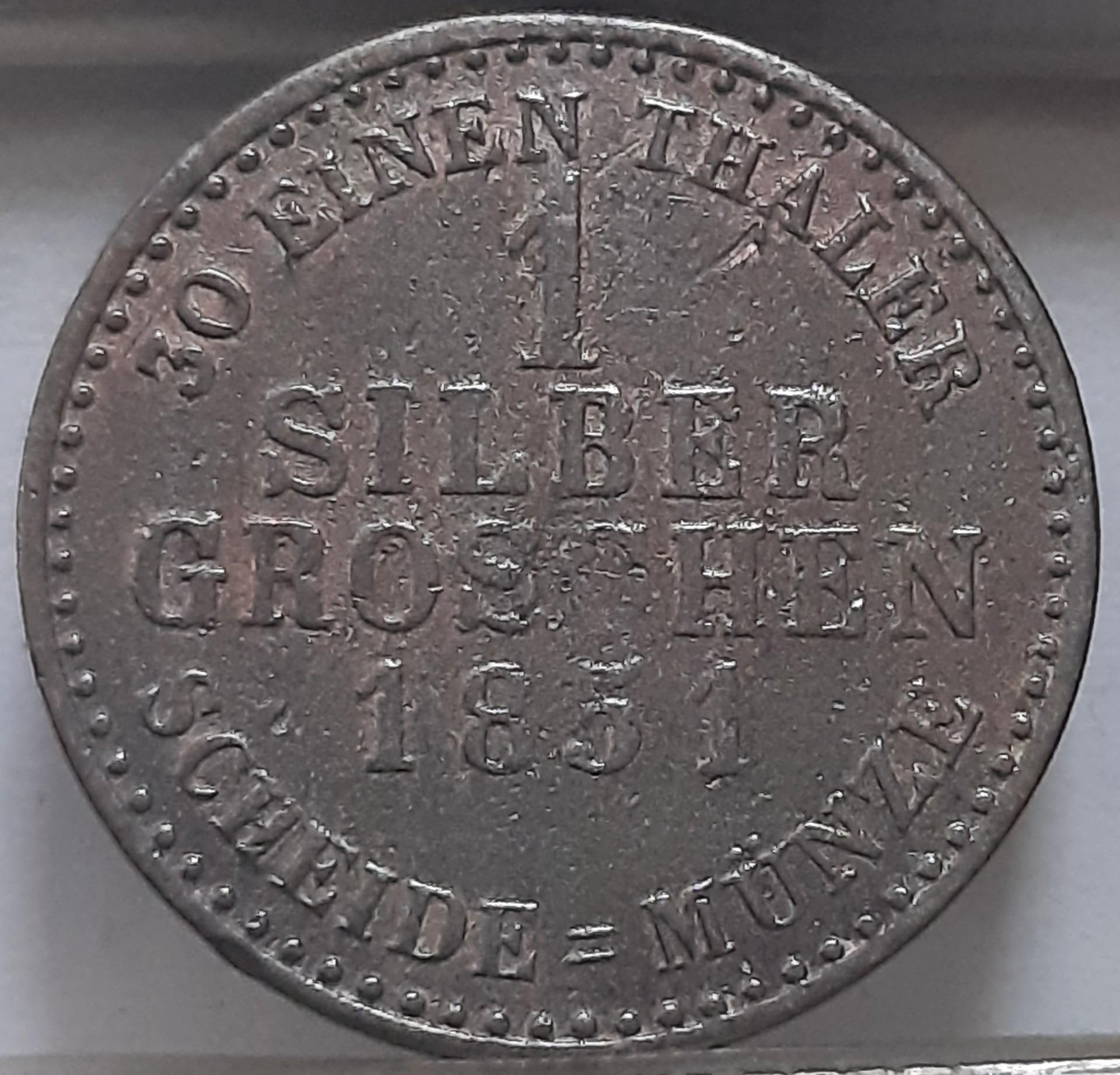 Hesenas-Kaselis 1 sidabrinis grašis 1851 KM#615 (3831)