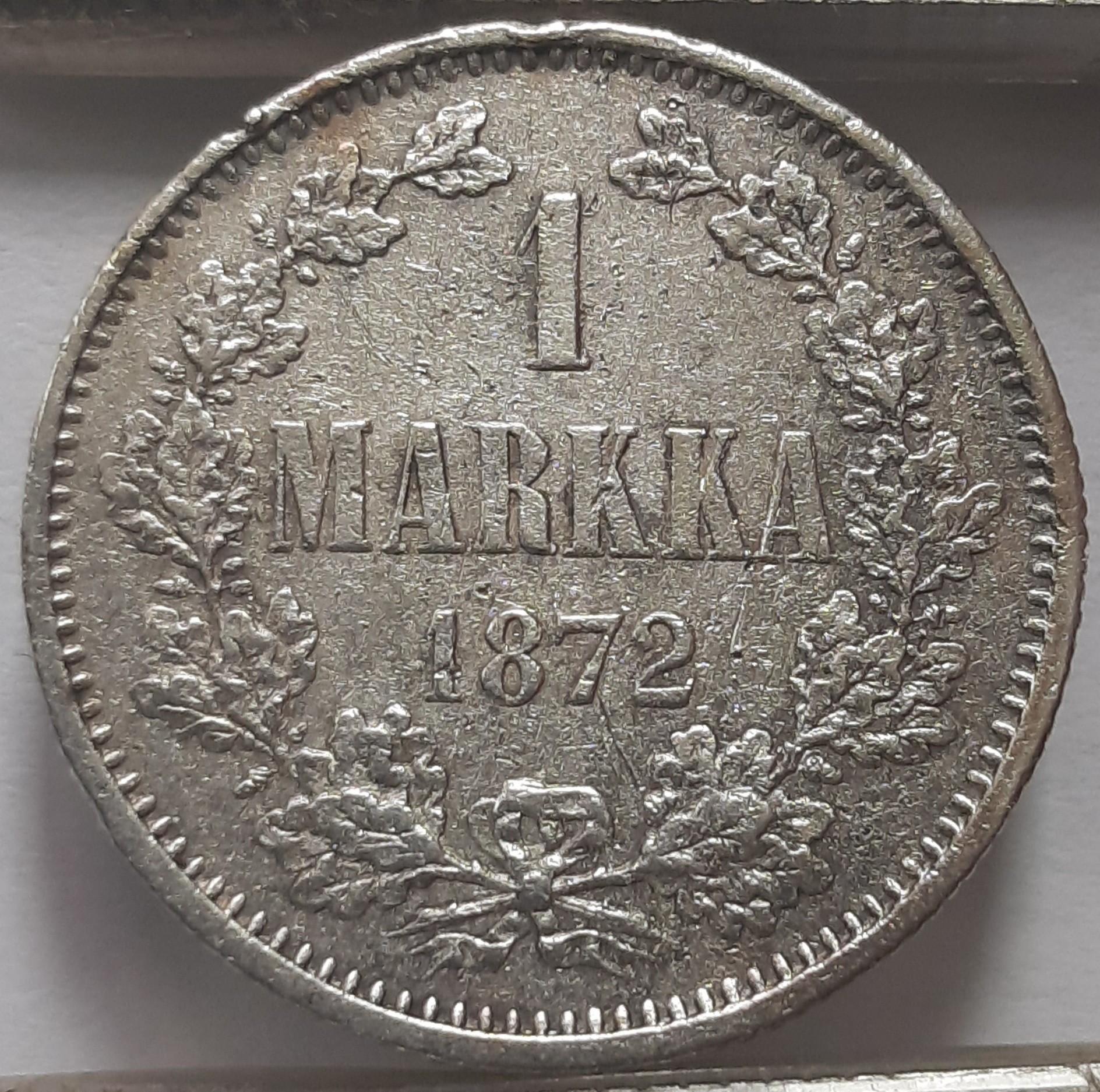 Suomija 1 Markė 1872 KM#3.2 Sidabras (3842)