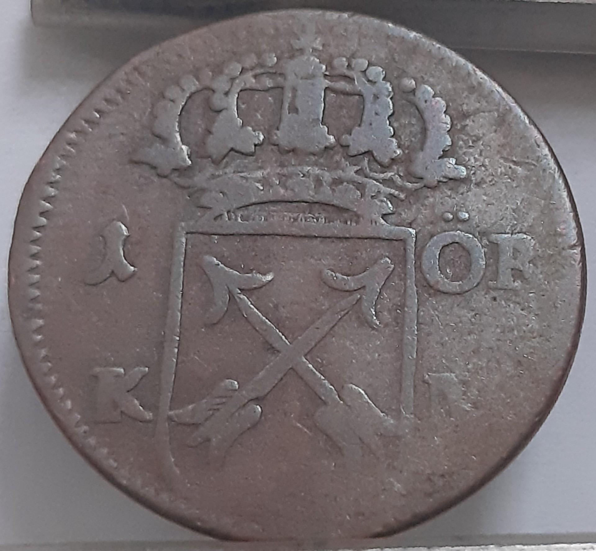 Švedija 1 Erė 1724 KM#383 Varis (3869)