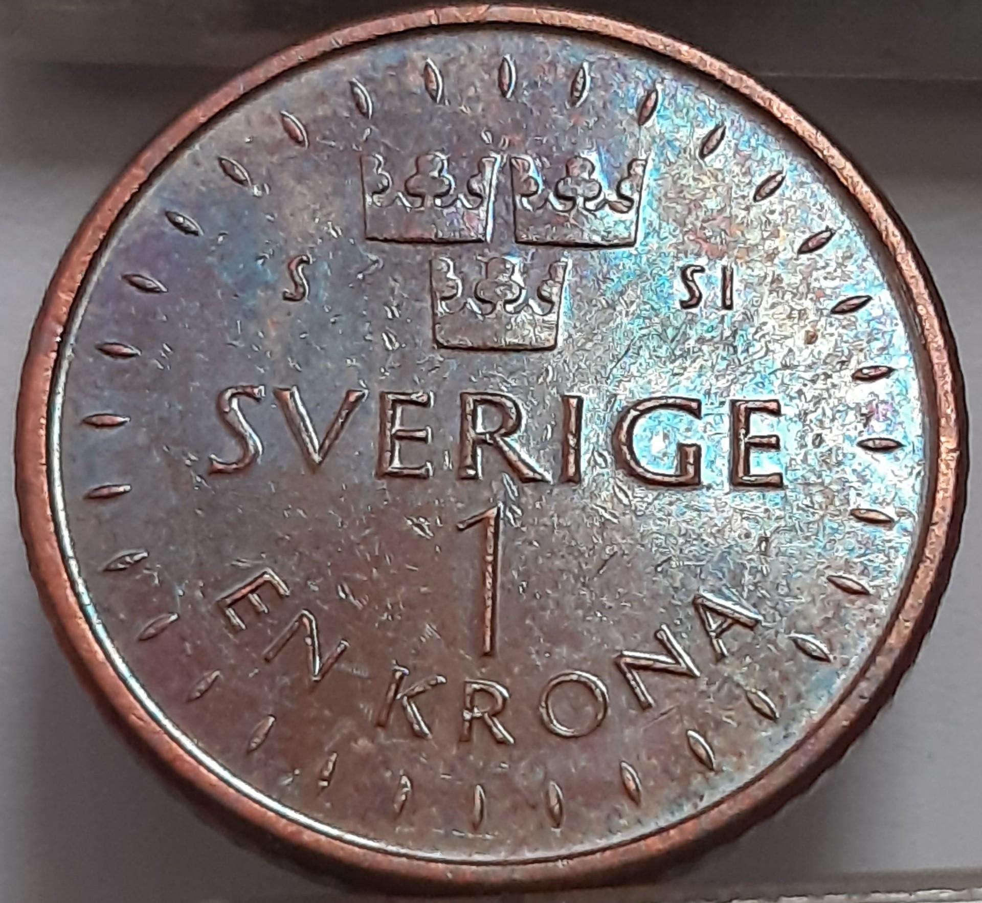 Švedija 1 Krona 2016 KM#928 (3886)