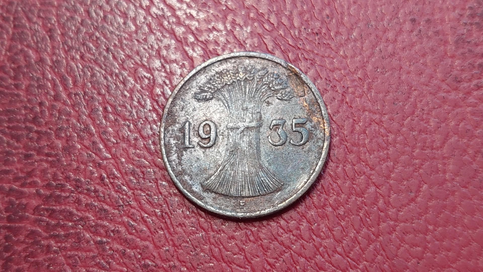 Vokietija 1 reichspfenigas, 1935F KM# 37