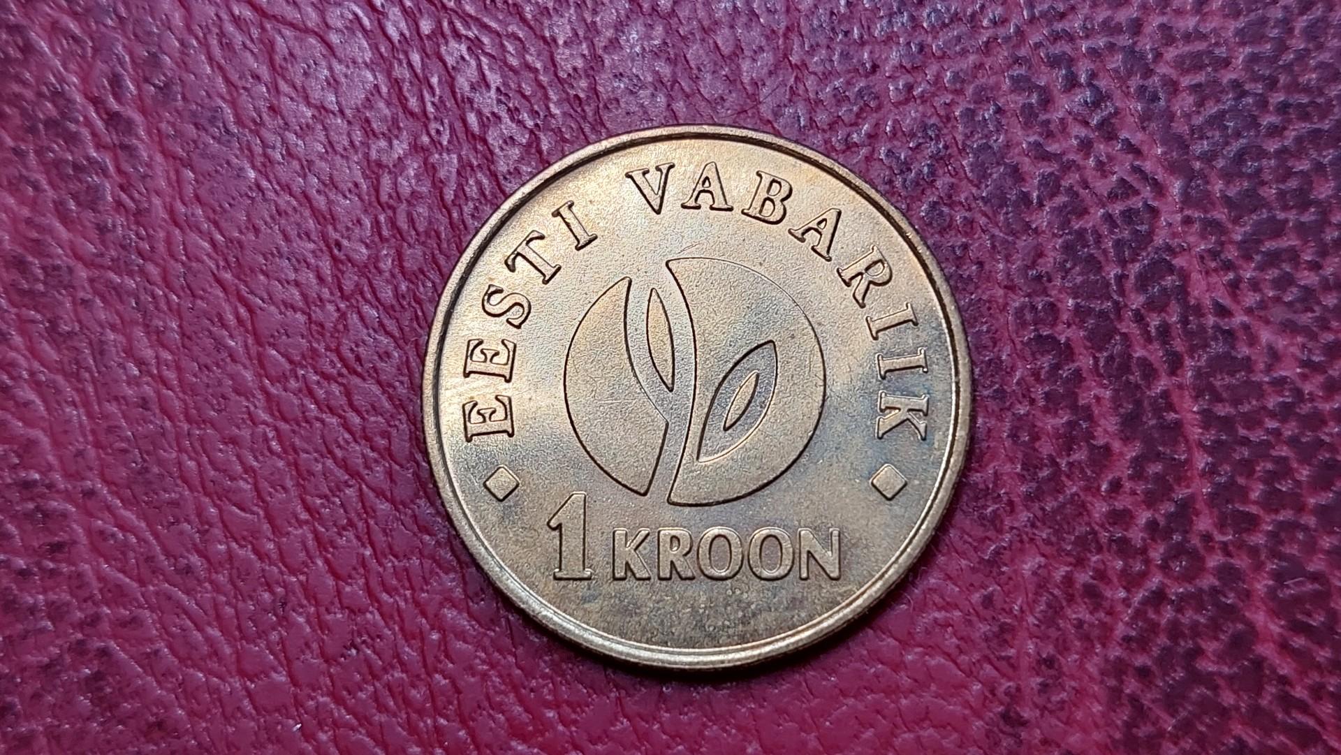 Estija 1 krona, 2008 KM# 44 devyniasdešimtmetis