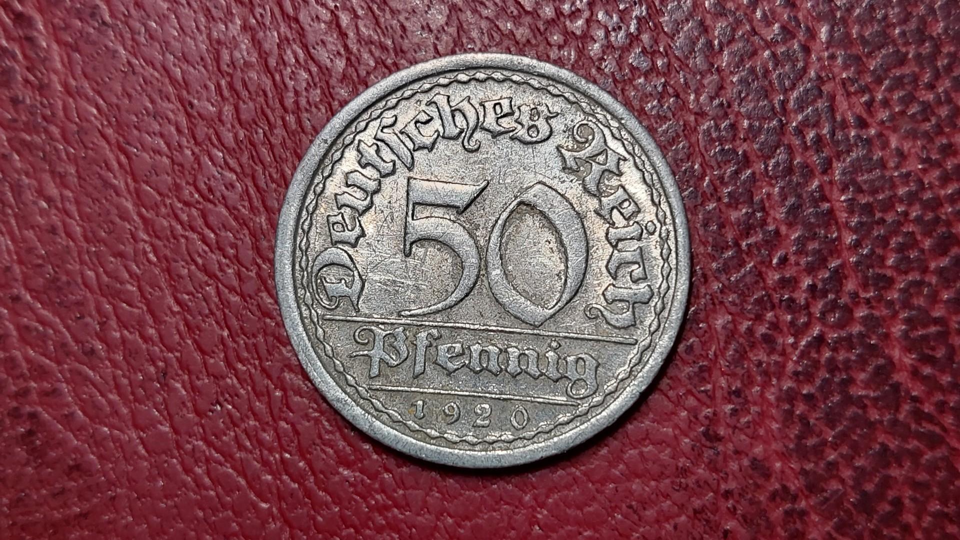 Vokietija 50 pfenigų, 1920F KM# 27