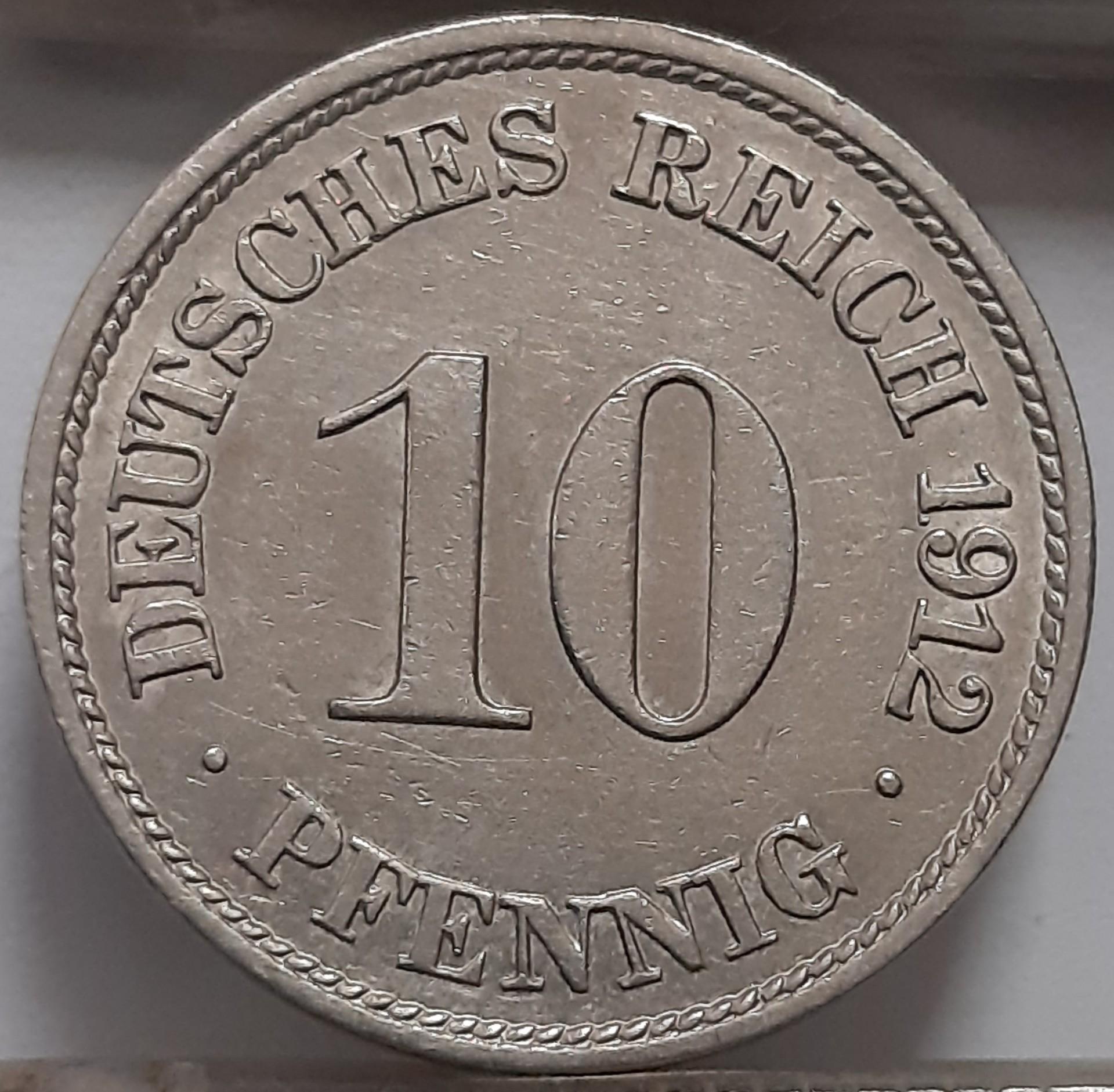 Vokietija 10 Pfenigų 1912 J KM#12 (3890)