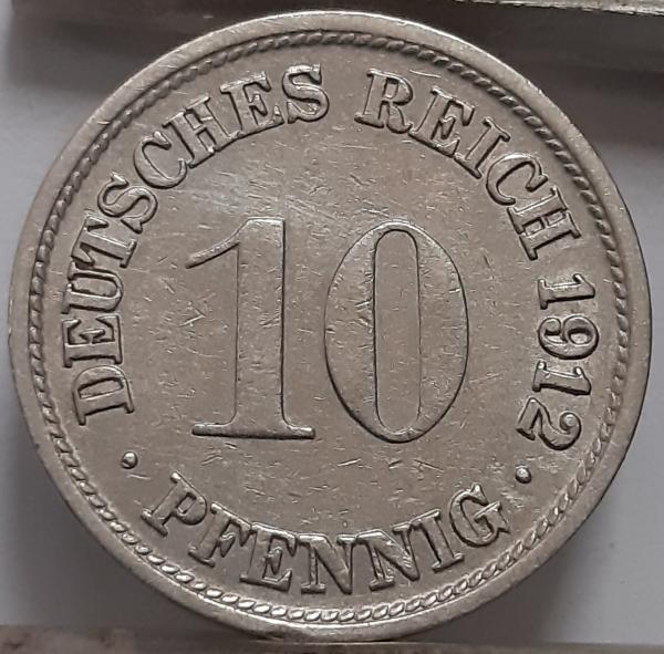 Vokietija 10 Pfenigų 1912 F KM#12 (3891)