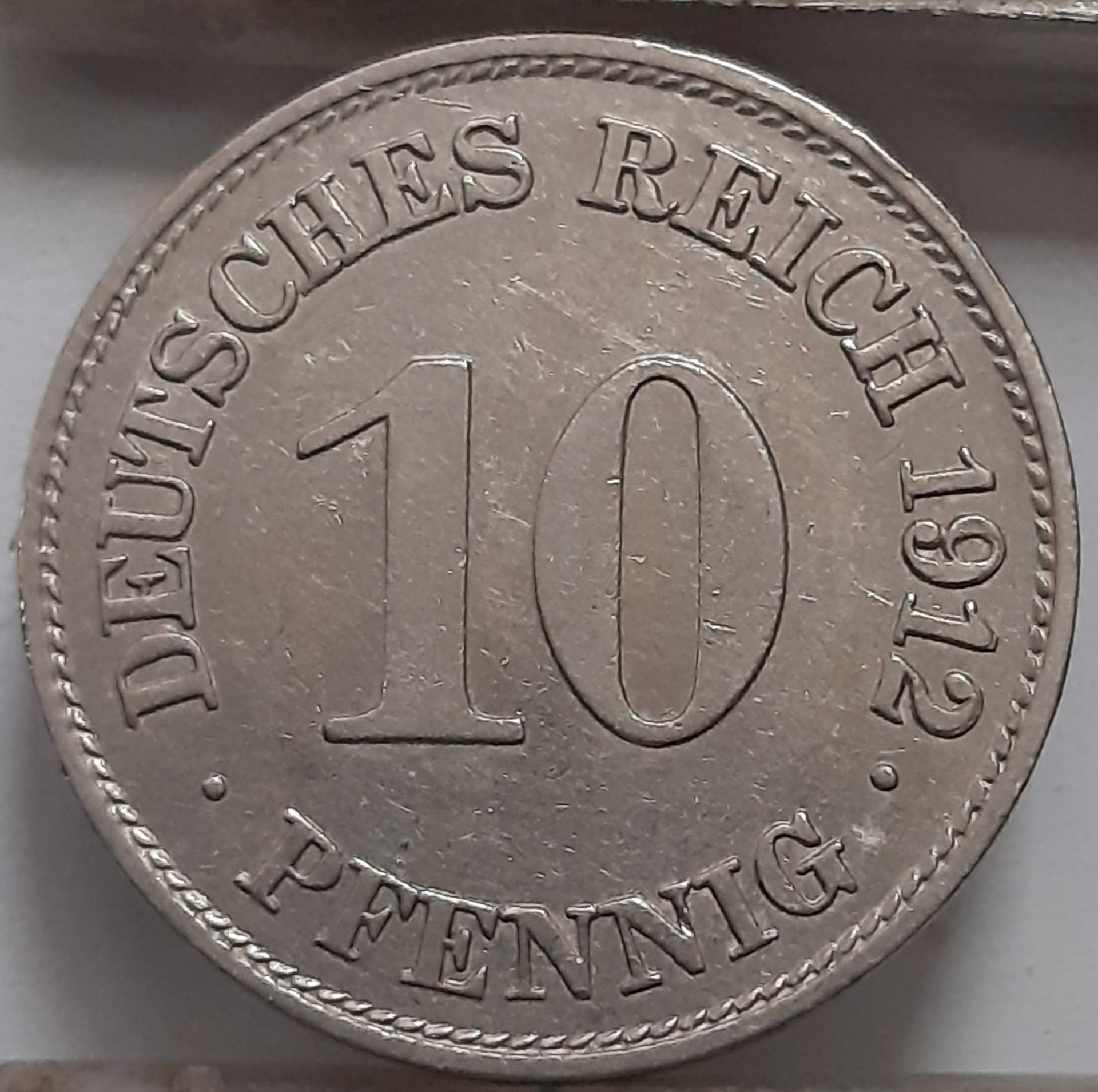 Vokietija 10 Pfenigų 1912 E KM#12 (3893)