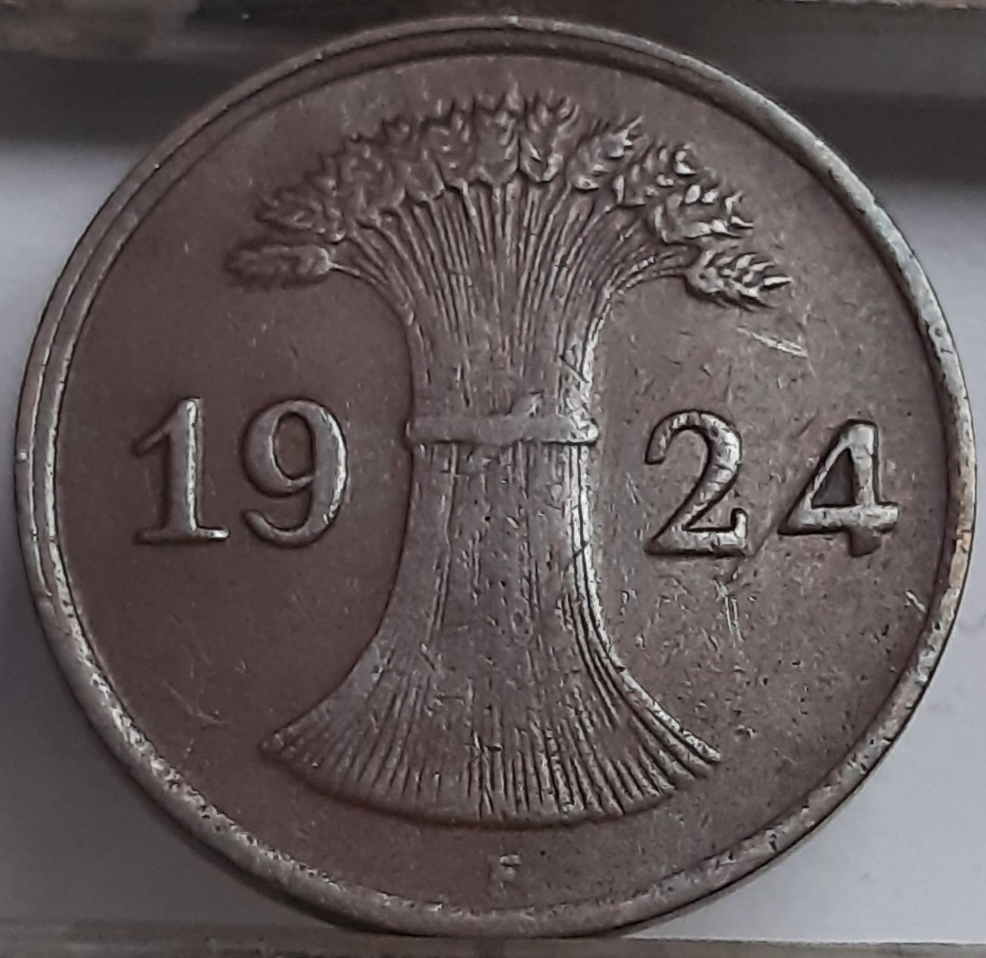 Vokietija 1 Reichspfenigas 1924 F KM#37 (3908)