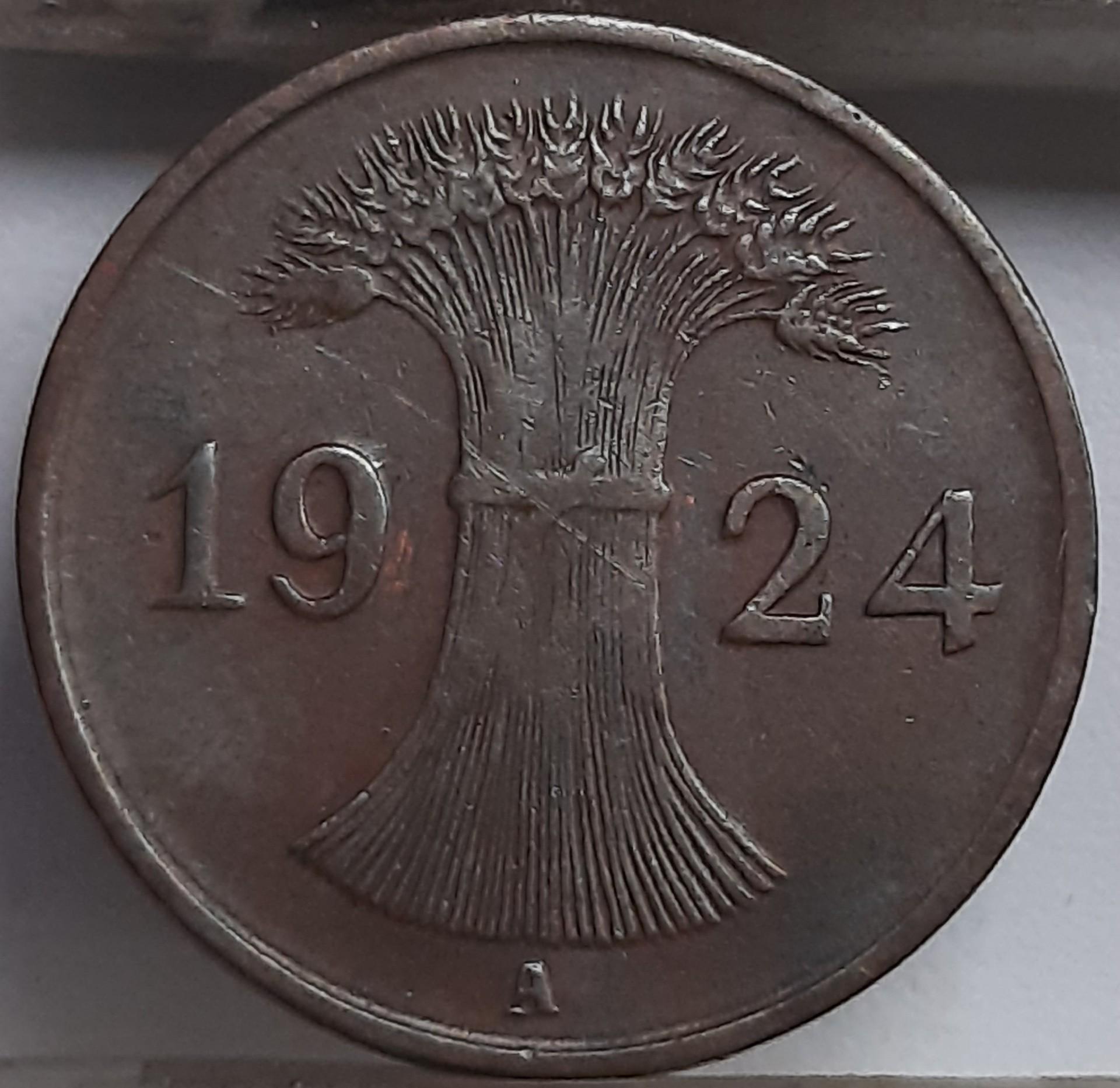 Vokietija 1 Reichspfenigas 1924 A KM#37 (3906)