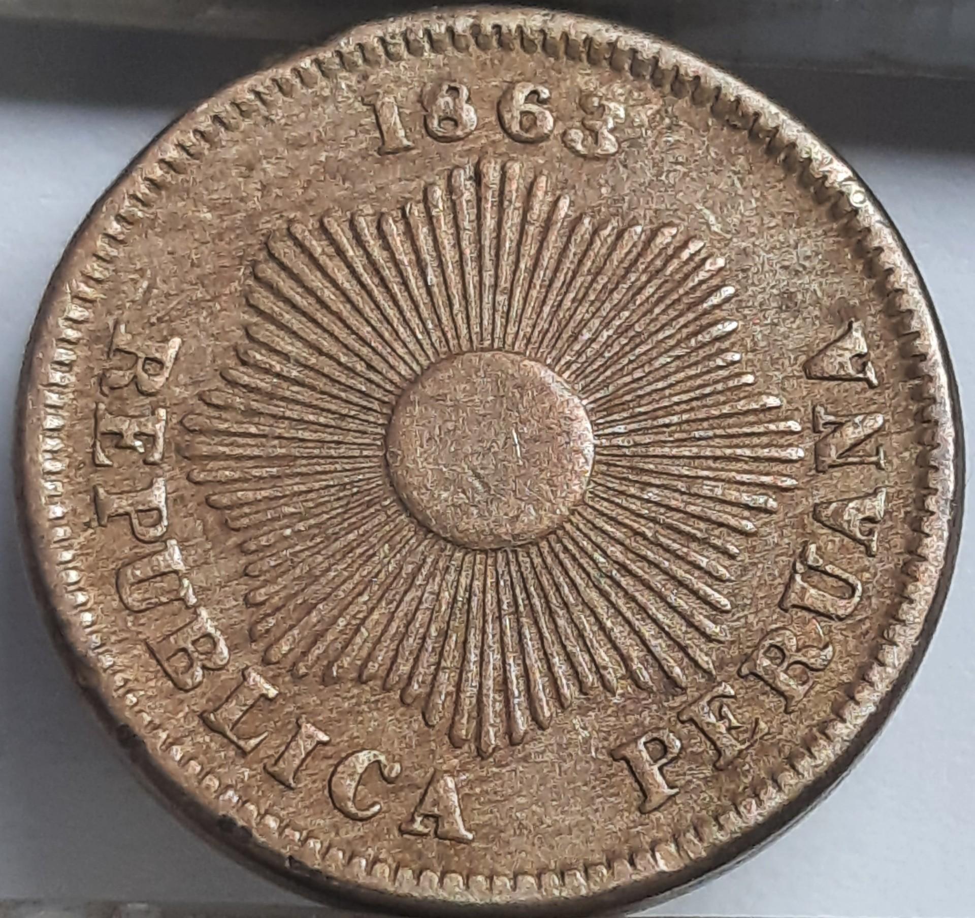 Peru 1 sentavas 1863 KM#187.1 (3927)