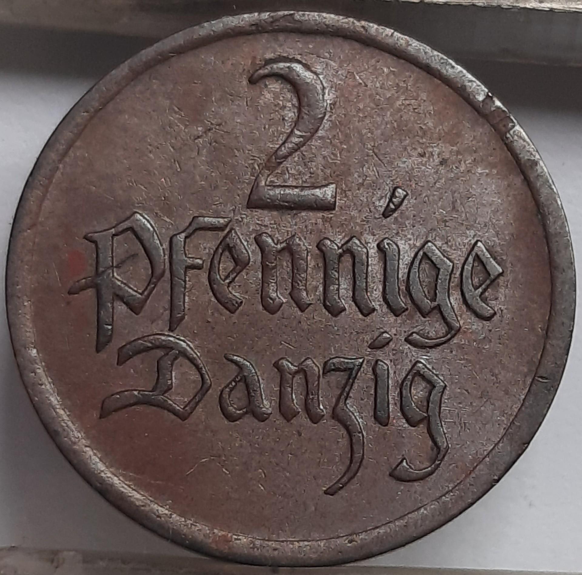 Dancigas 2 Pfenigai 1923 KM#141 Bronza (3923)