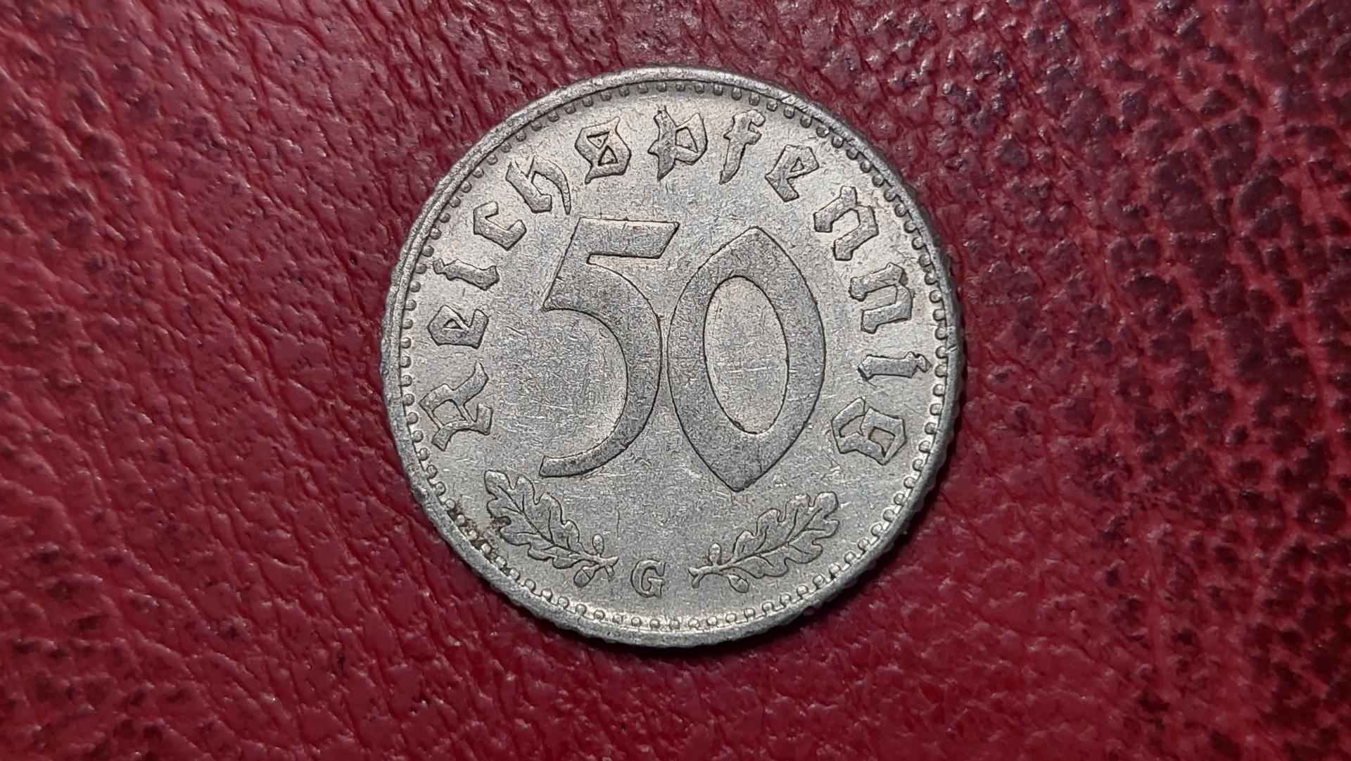 Trečiasis Reichas 50 reichspfenigų, 1943G KM# 96