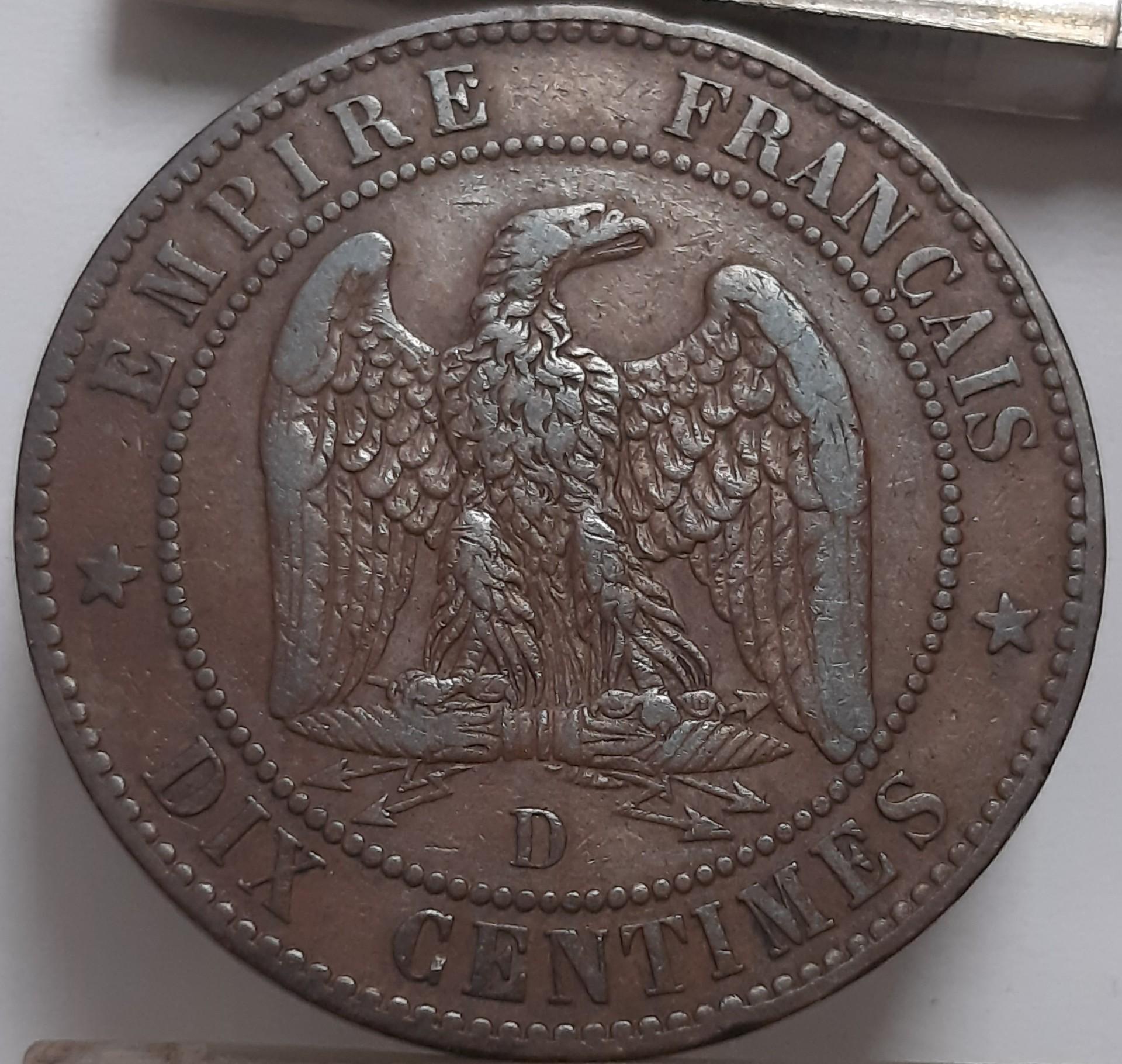 Prancūzija 10 Santimų 1855 D KM#771 Bronza (3960)