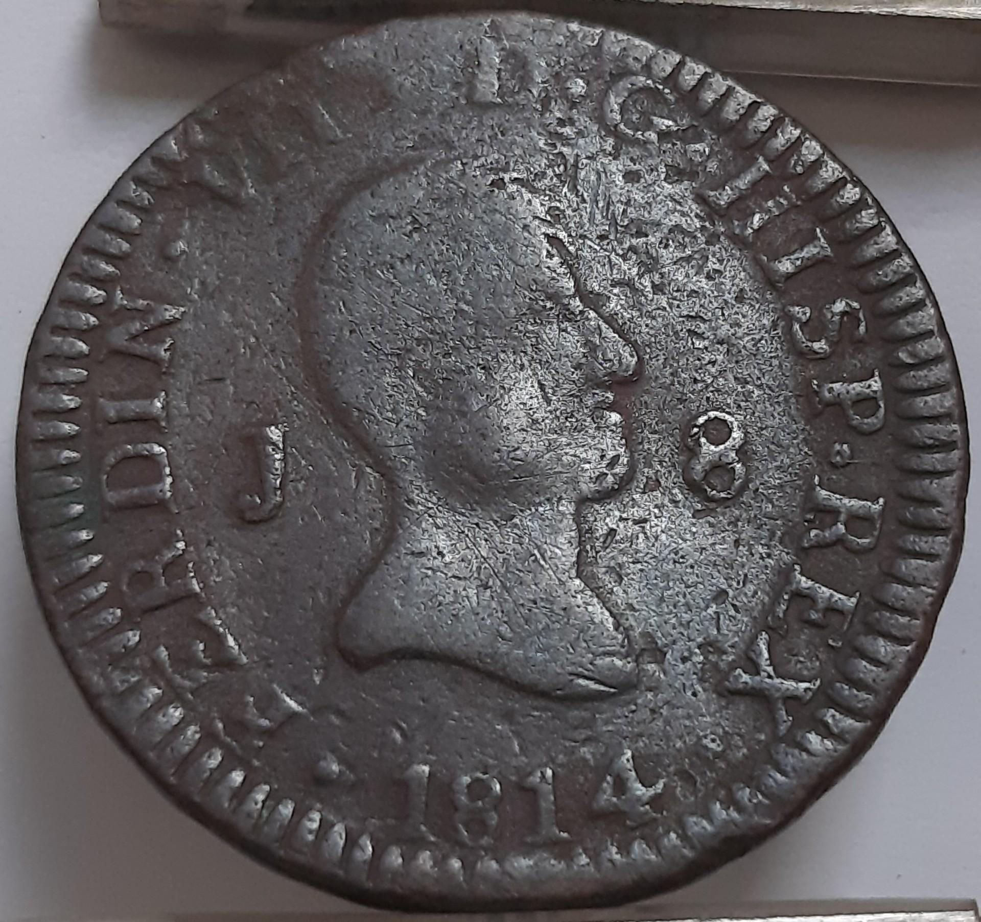 Ispanija 8 maravedžiai 1814 KM#461 Varis (3957)