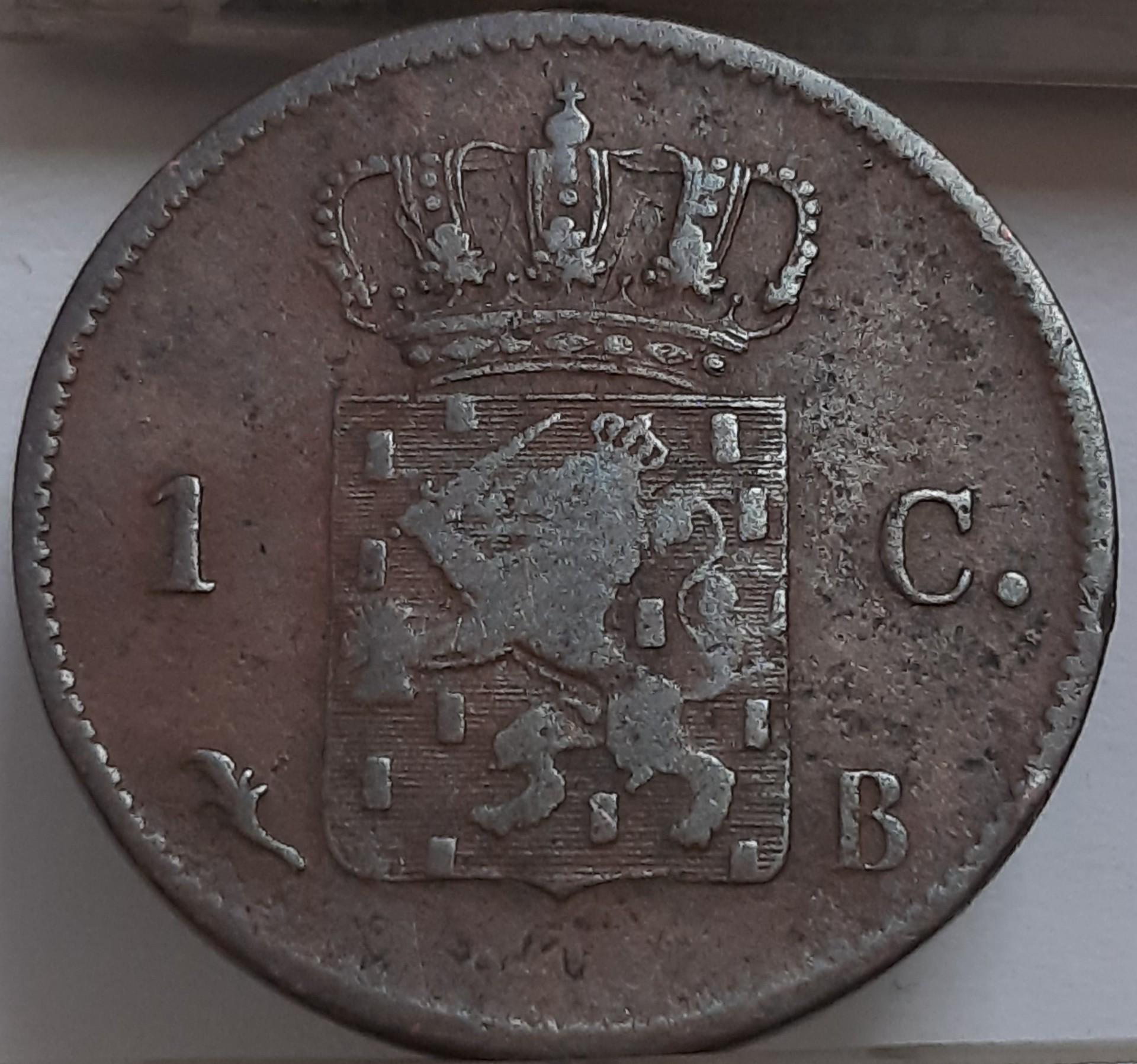 Nyderlandai 1 centas 1823 B KM#47 Varis (3953)