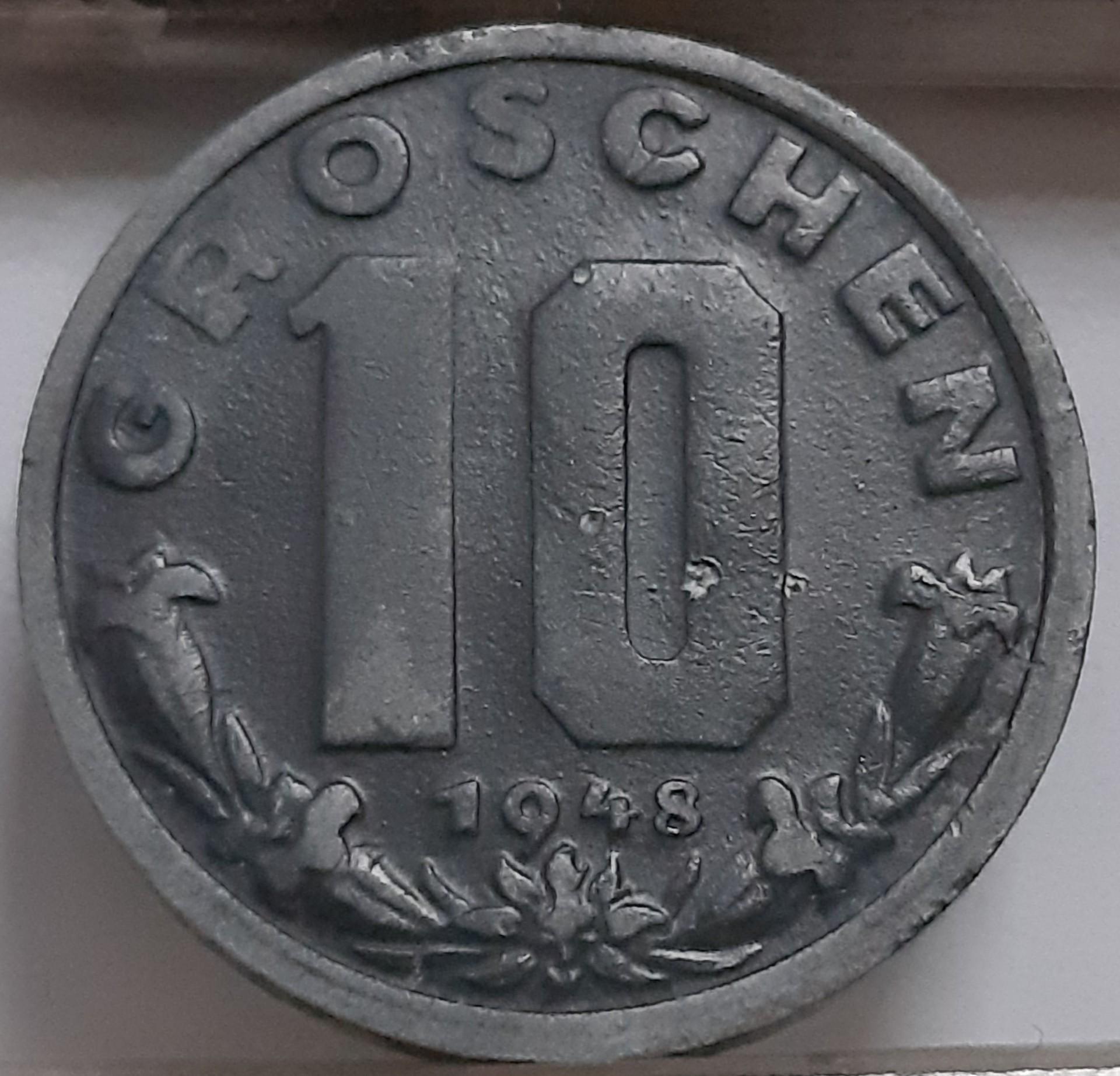 Austrija 10 Grošenų 1948 KM#2874 Cinkas (3970)