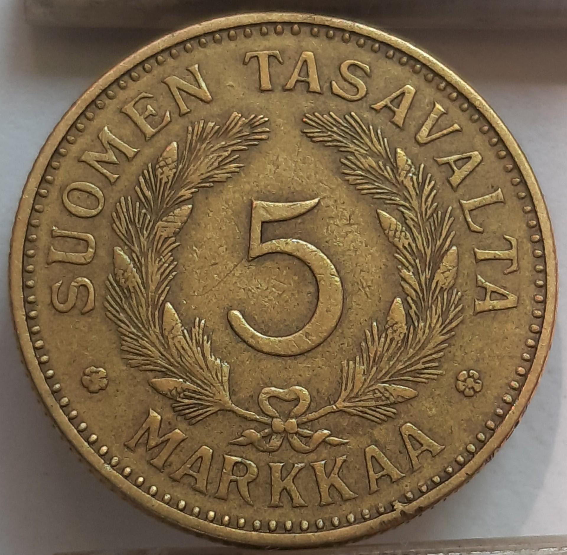 Suomija 5 Markės 1936 KM#31 (3987)