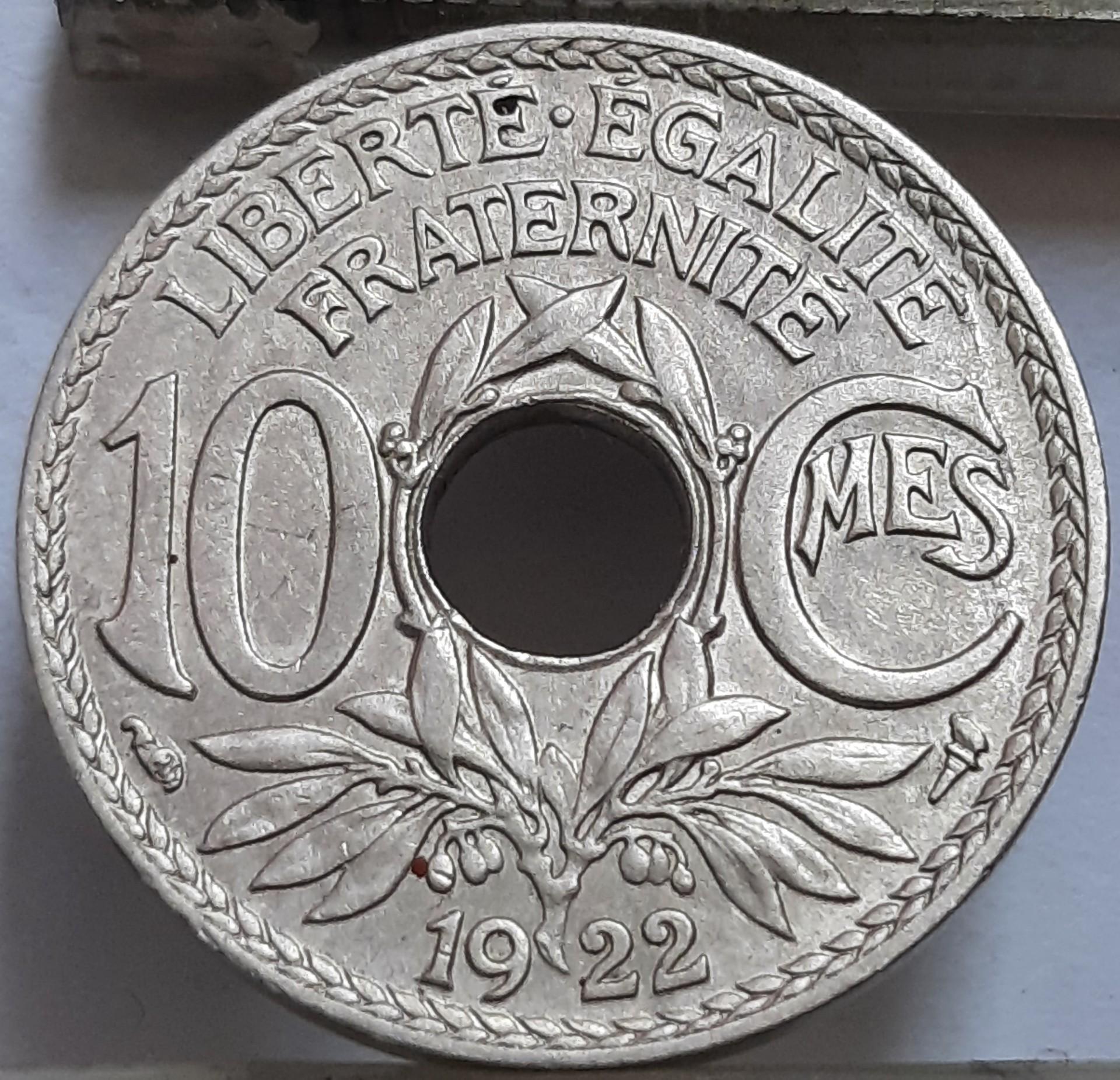 Prancūzija 10 santimų 1922 KM#866a (3994)