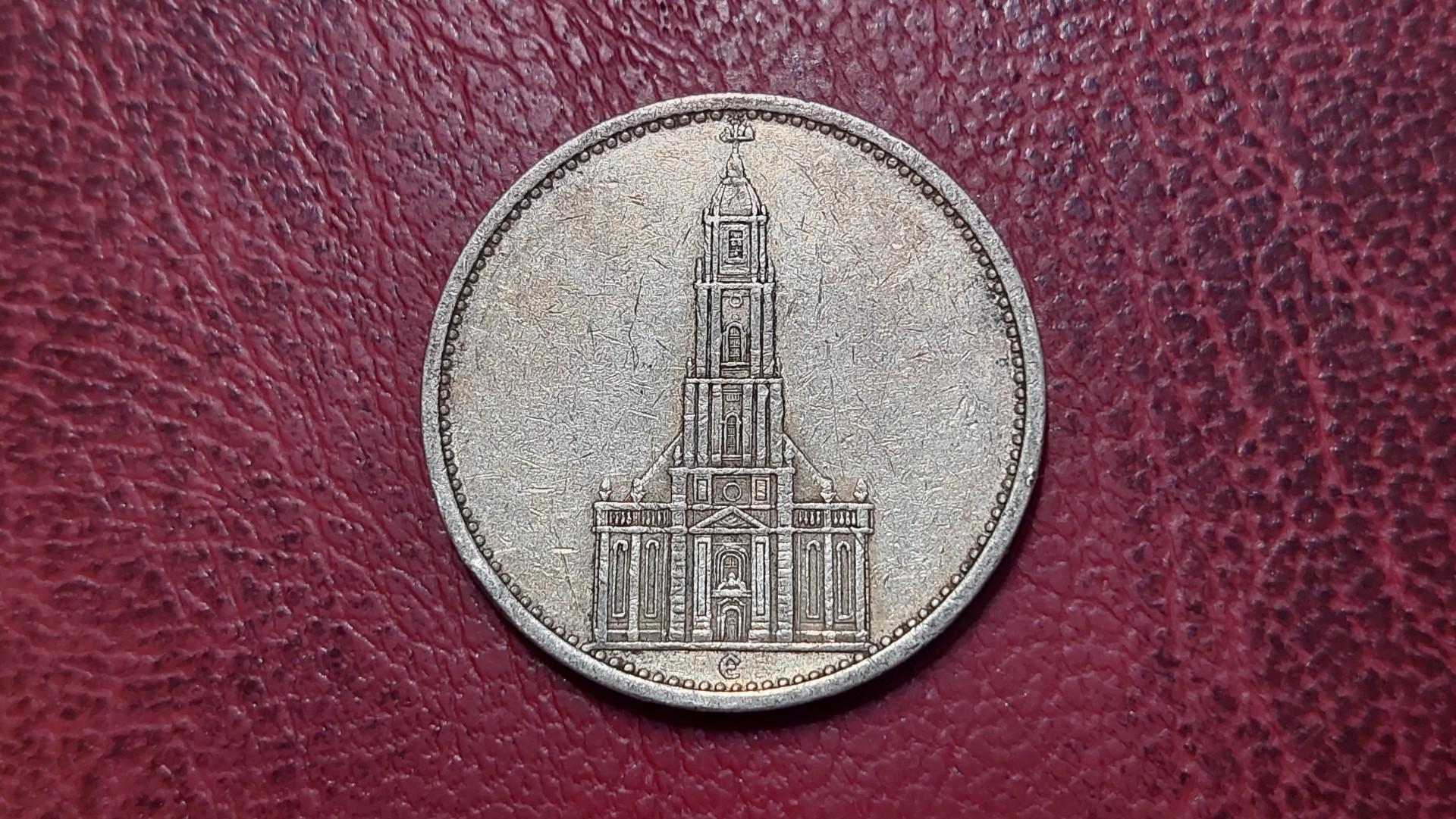 Trečiasis Reichas 5 reichsmarkės, 1935E KM# 83 AG