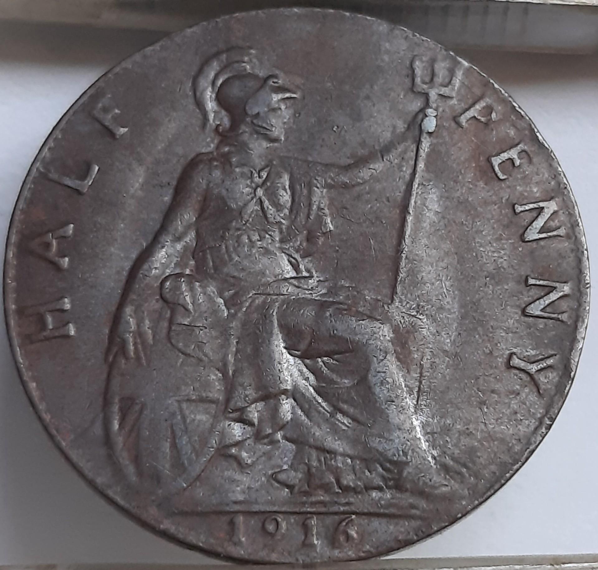 Jungtinė Karalystė 1/2 penso 1916 KM#809 (4027)