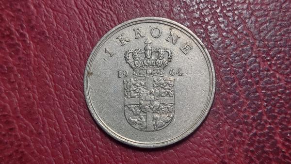 Danija 1 krona, 1964 KM# 851