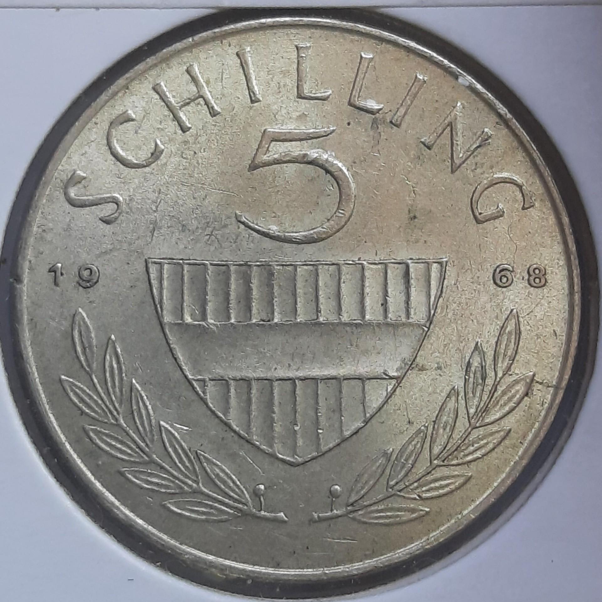 Austrija 5 Šilingai 1968 KM#2889 Sidabras (4041)