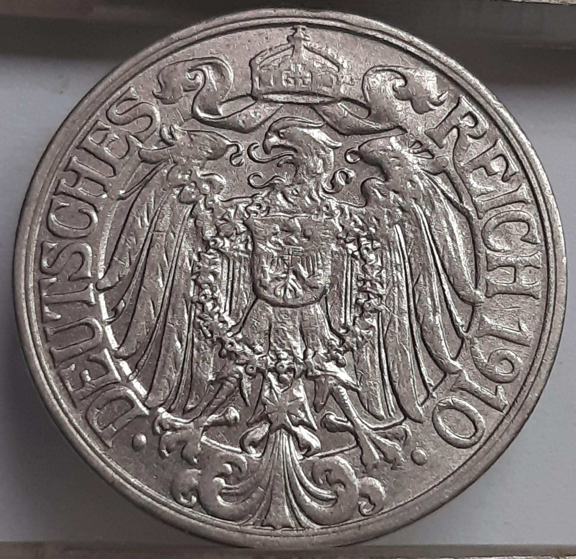 Vokietija 25 Pfenigai 1910 A KM#18 (4071)
