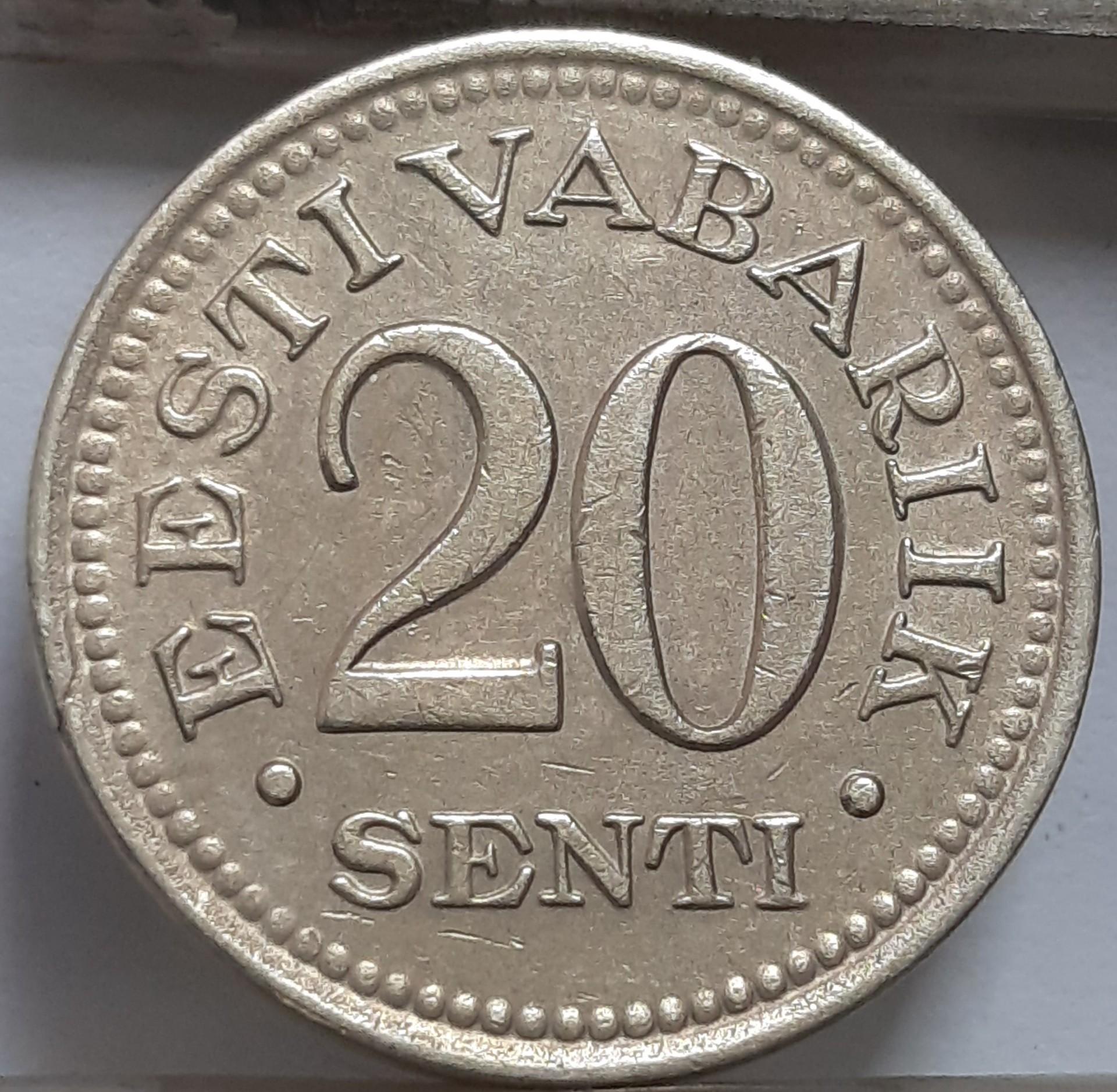 Estija 20 Sentų 1935 KM#17 (4090)