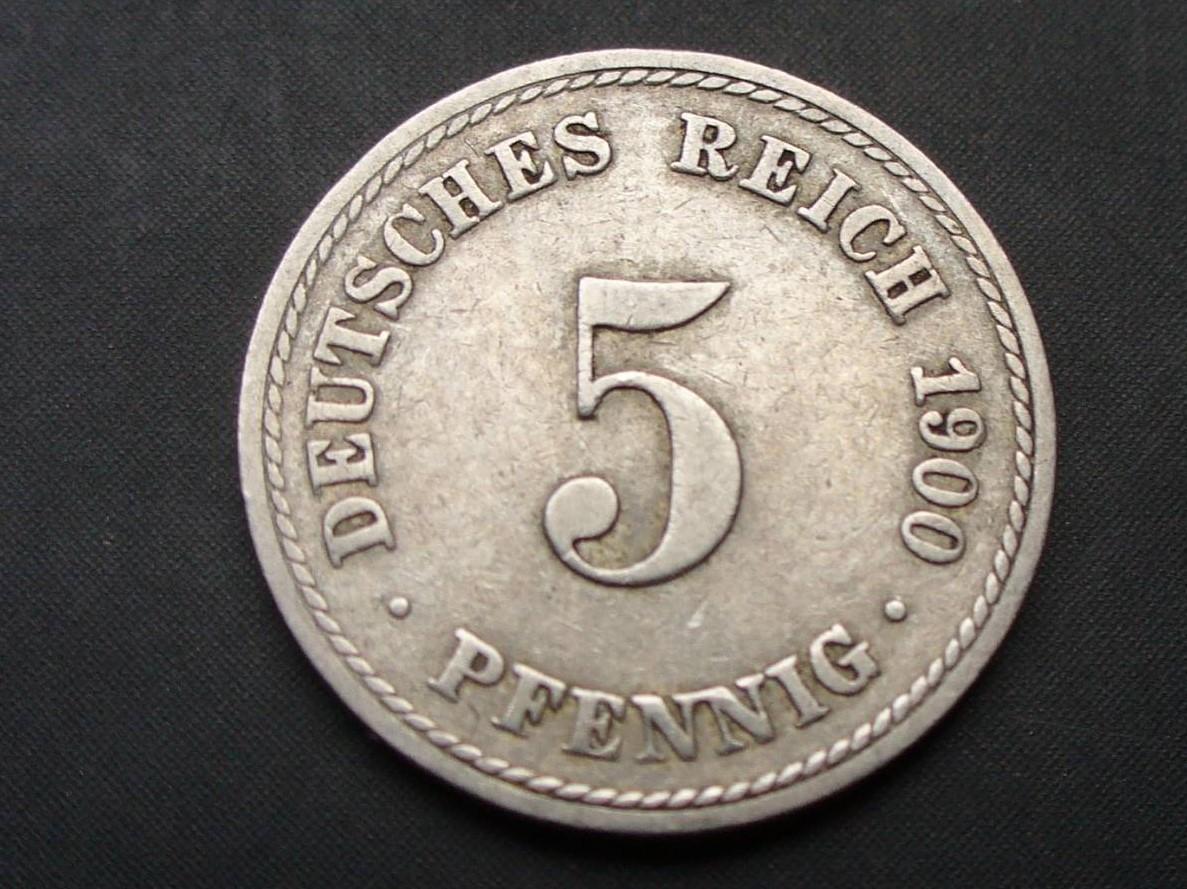 Deutsches Reich 5 pfenigai 1900(A)