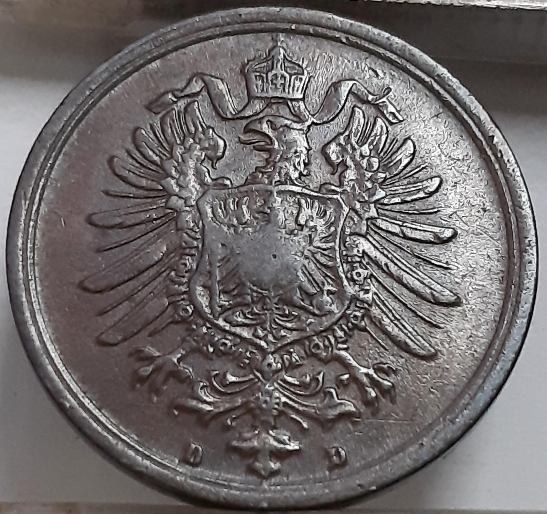 Vokietija 2 Pfenigai 1875 D KM#2 Varis (4101)