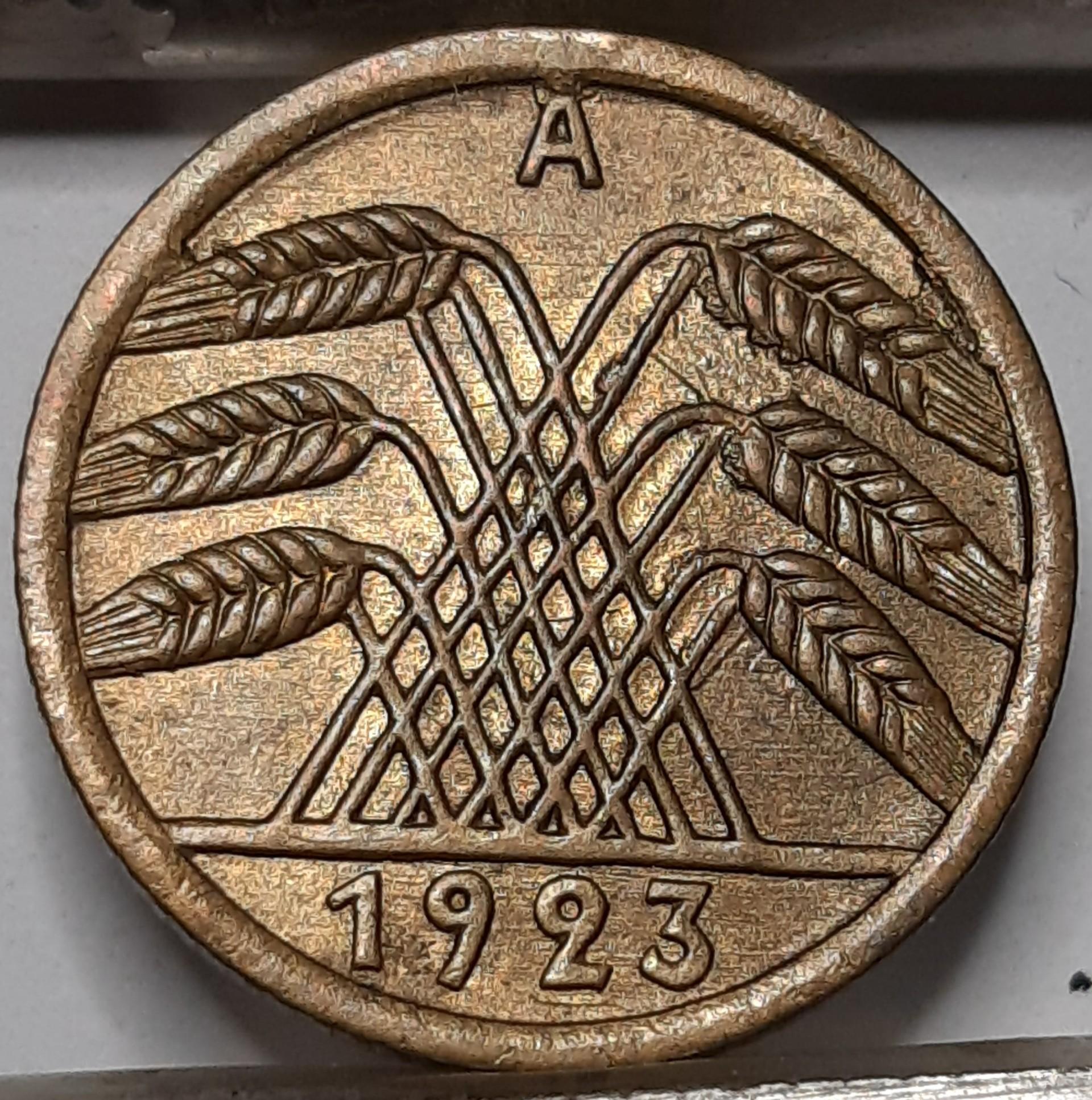 Vokietija 5 rentenpfenigai 1923 A Error KM#32 (4109)