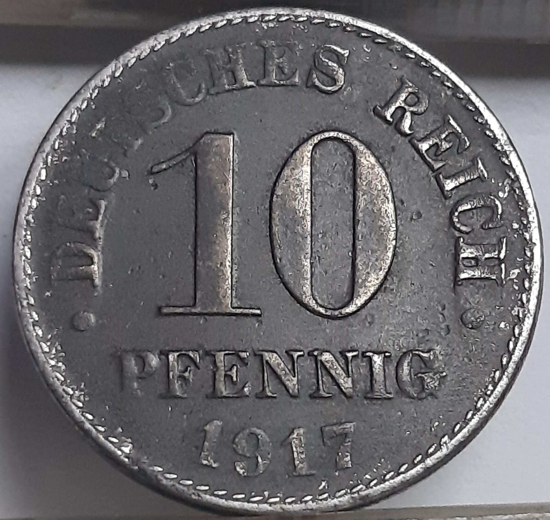 Vokietija 10 Pfenigų 1917 D KM#20 Geležis (4074)