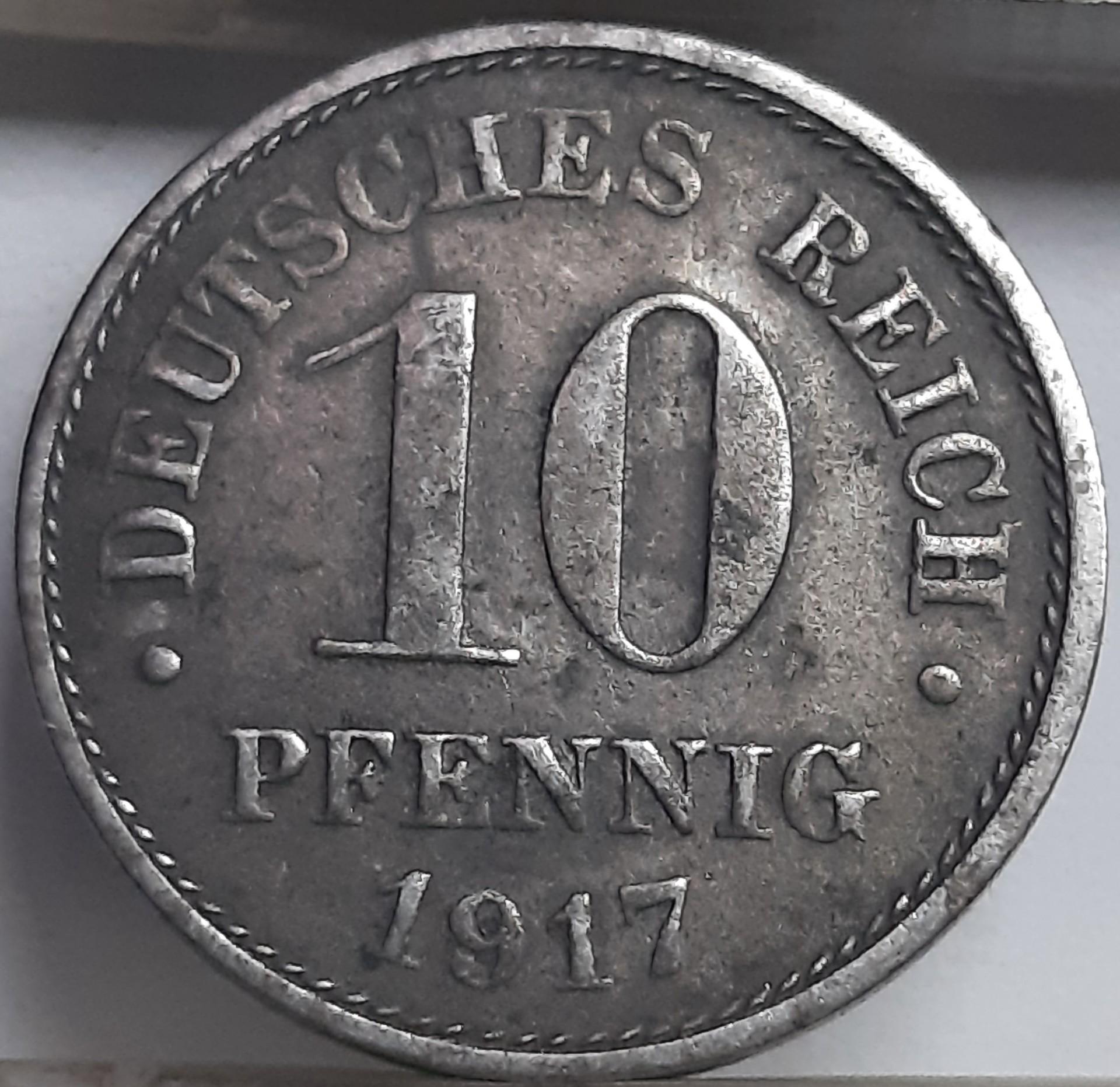 Vokietija 10 Pfenigų 1917 F KM#20 Geležis (4075))