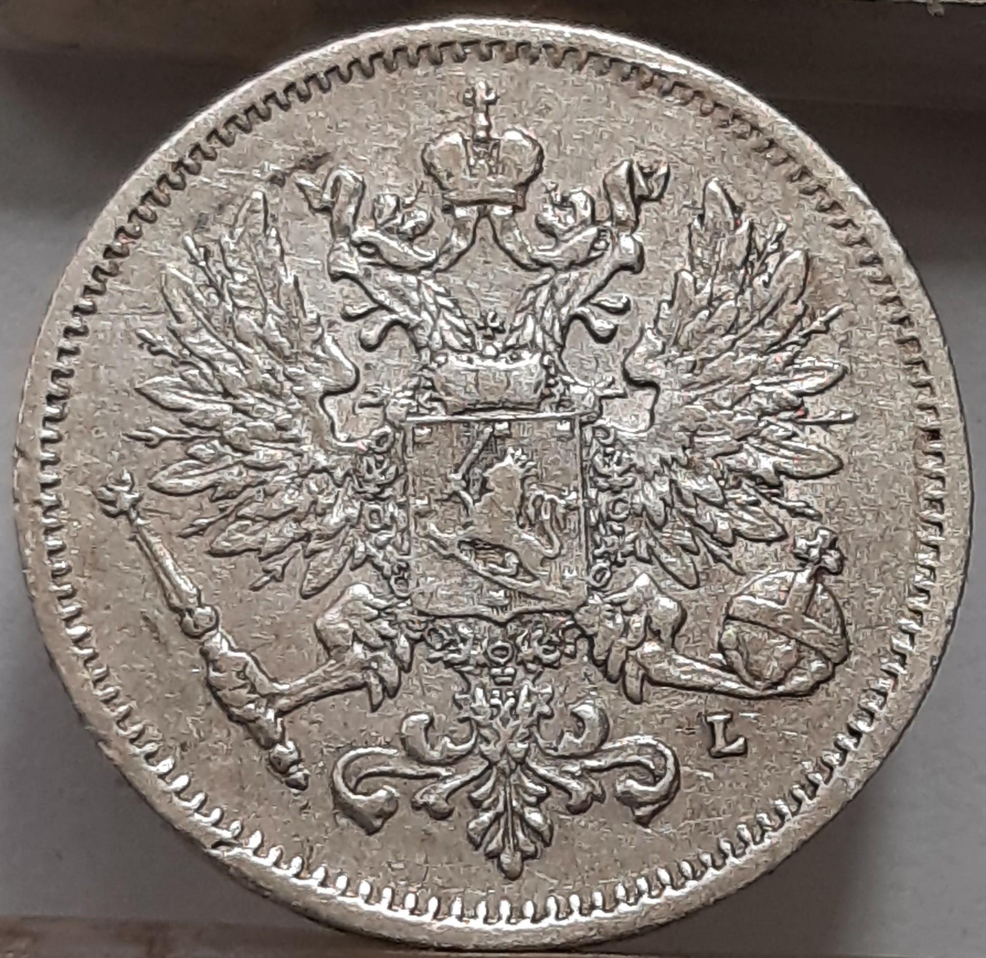 Suomija 25 Pensai 1906 KM#6.2 Sidabras (4148)