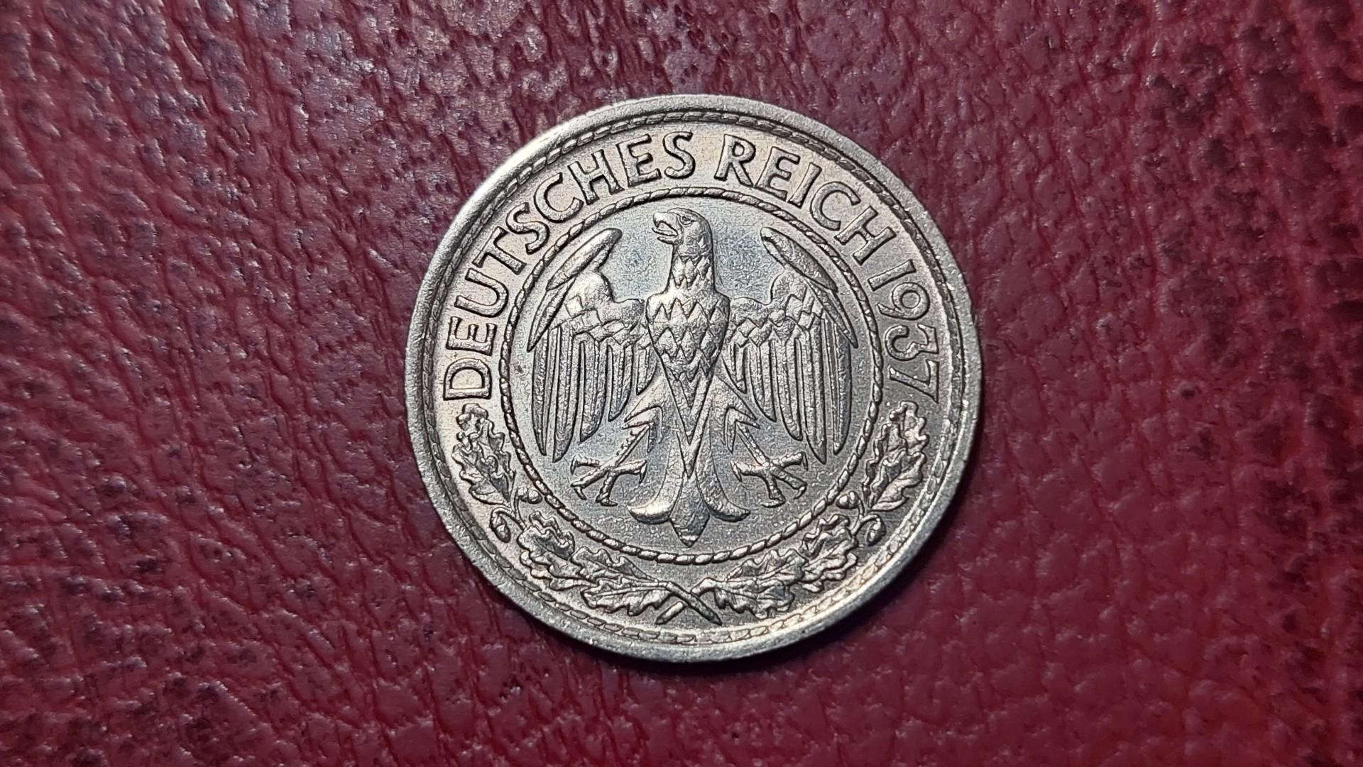 Vokietija 50 reichspfenigų, 1937D KM# 49