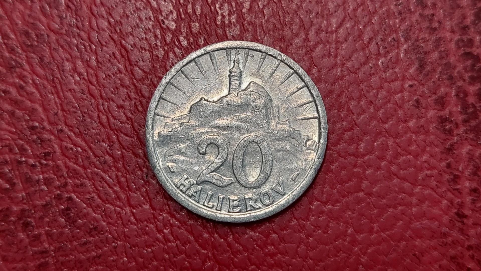 Slovakija 20 helerių, 1942 KM# 4a Aliuminis