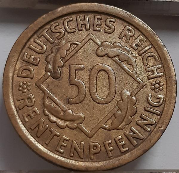 Vokietija 50 Rentenpfenigų 1924 J KM#34 (4226)