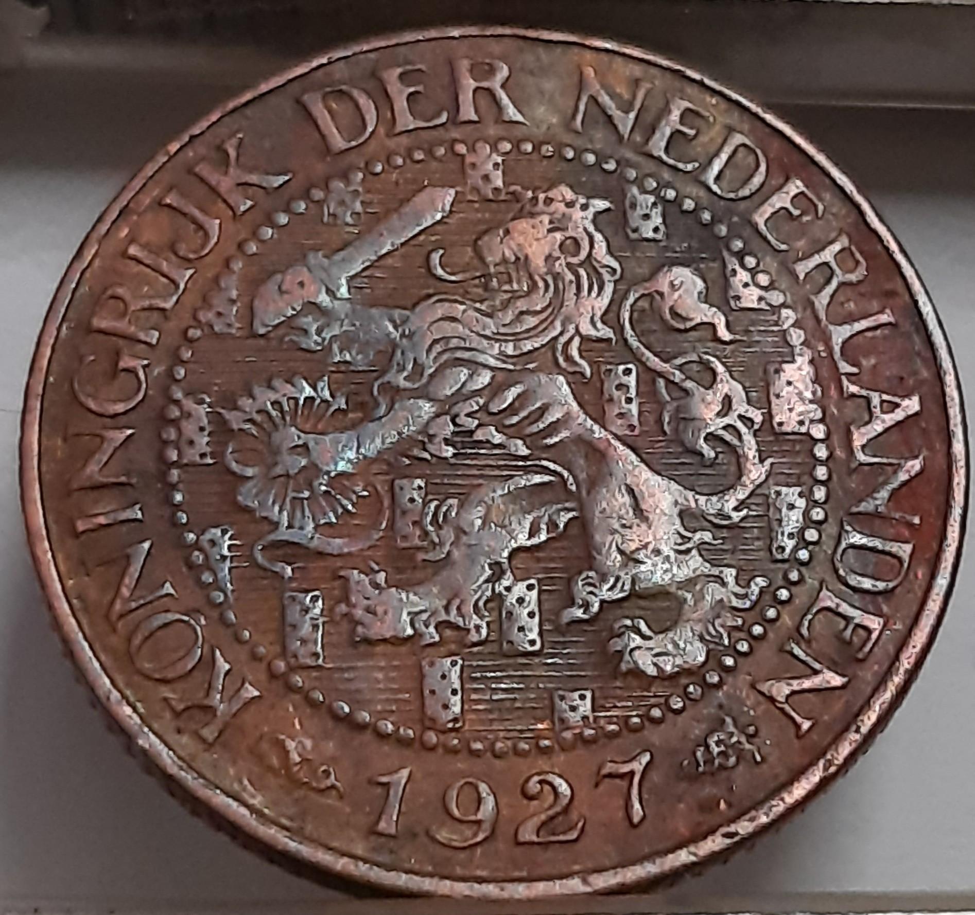 Nyderlandai 1 Centas 1927 KM#152 Bronza (4228)