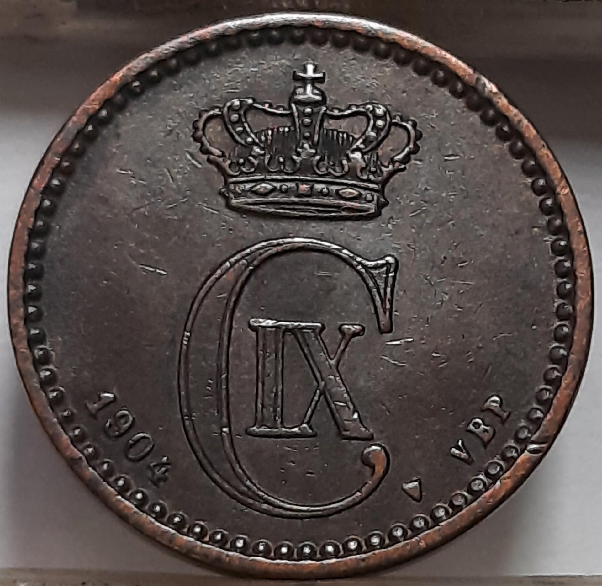 Danija 1 Erė 1904 KM#792 Bronza (4175)