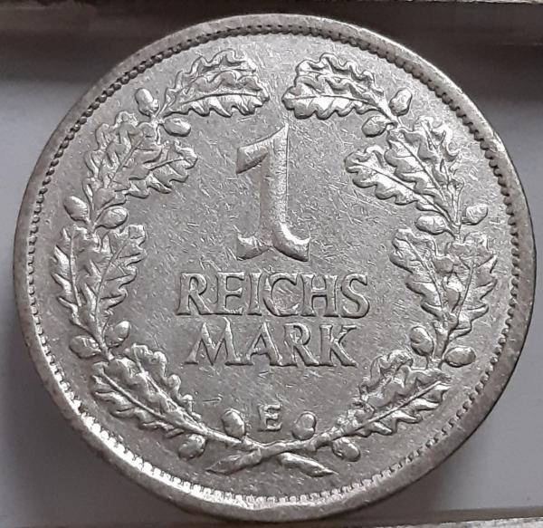 Vokietija 1 Reichsmarkė 1925 E KM#44 Sidabras RETA (4284)