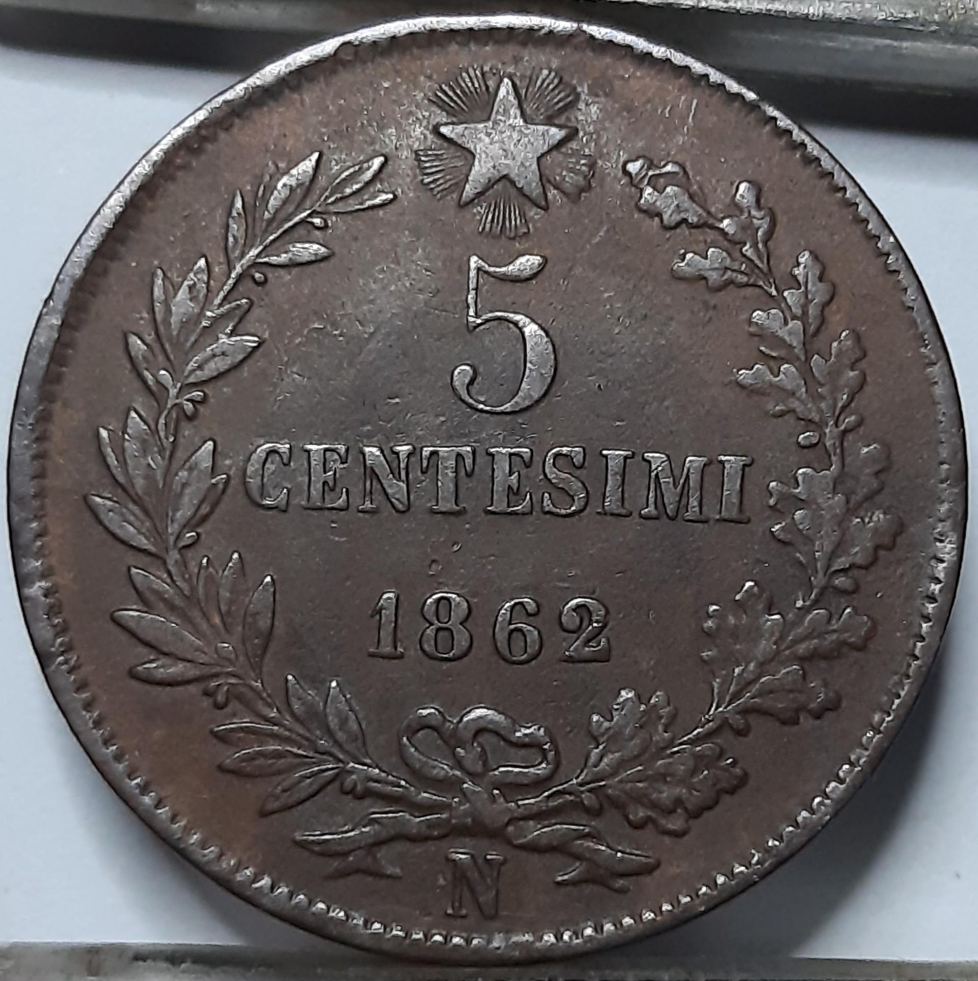 Italija 5 Čentezimai 1862 KM#3 Varis (4267)