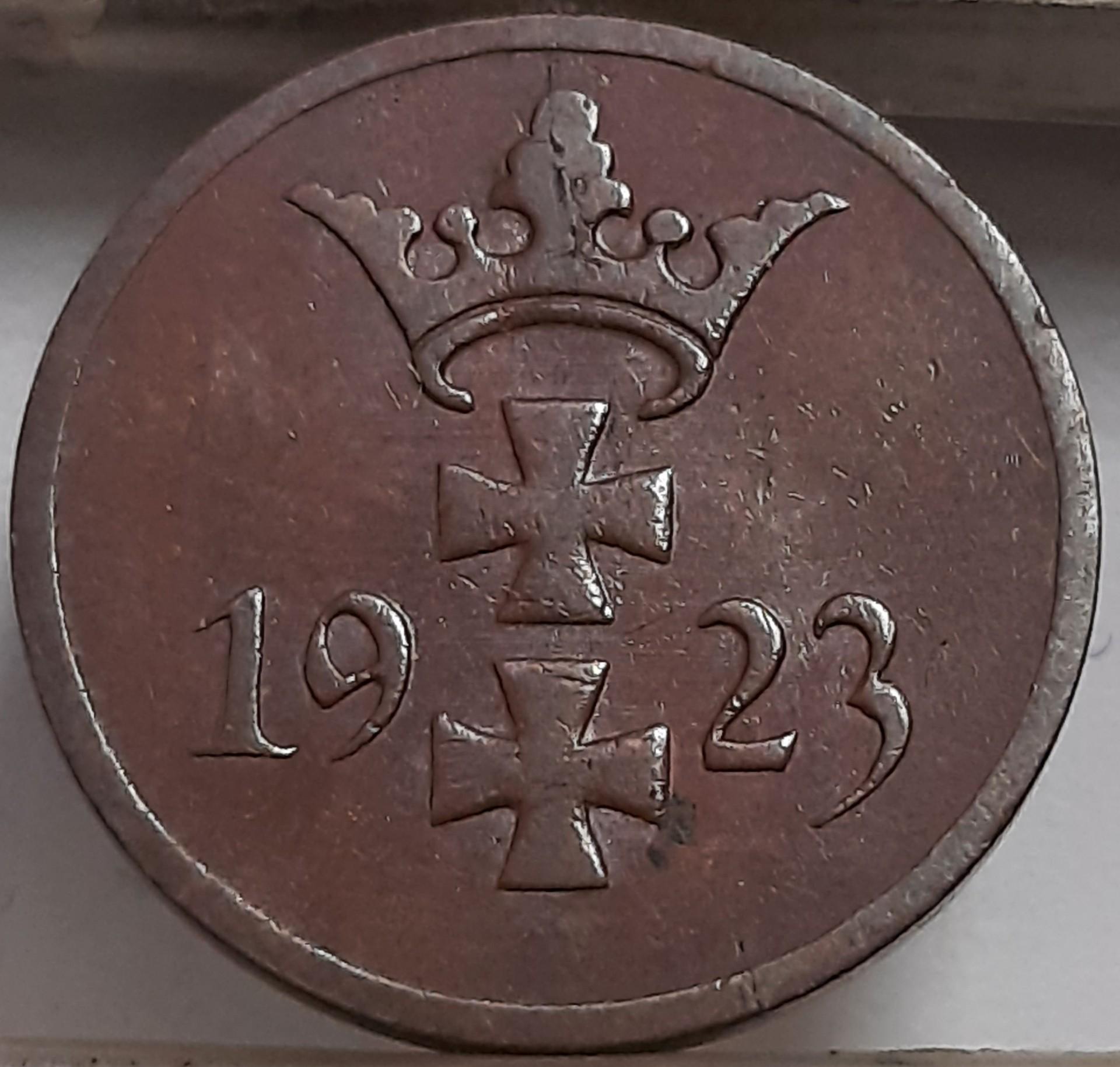 Dancigas 1 Pfenigas 1923 KM#140 Bronza (4269)