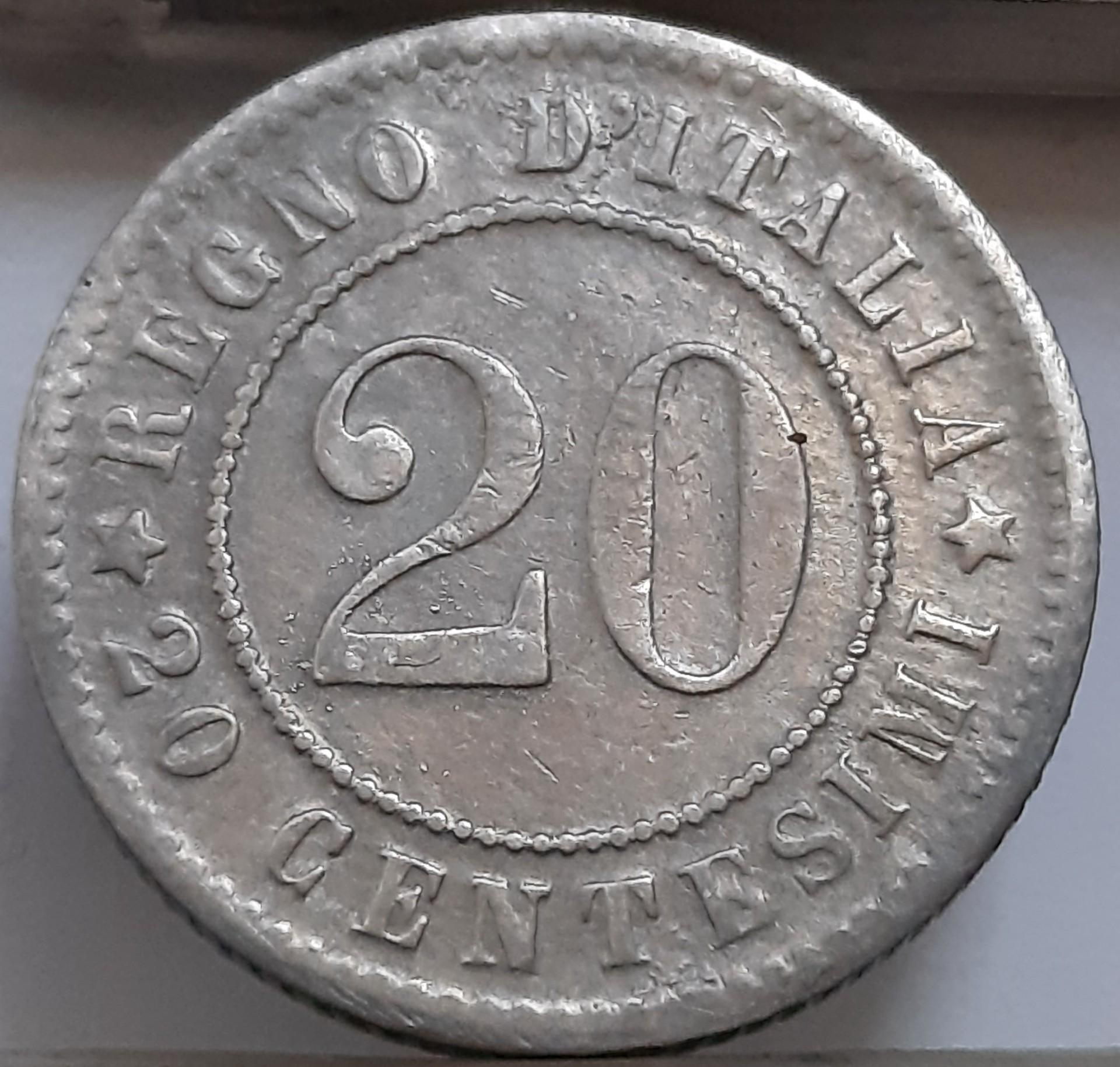 Italija 20 Čentezimų 1894 KB KM#28 (4272)